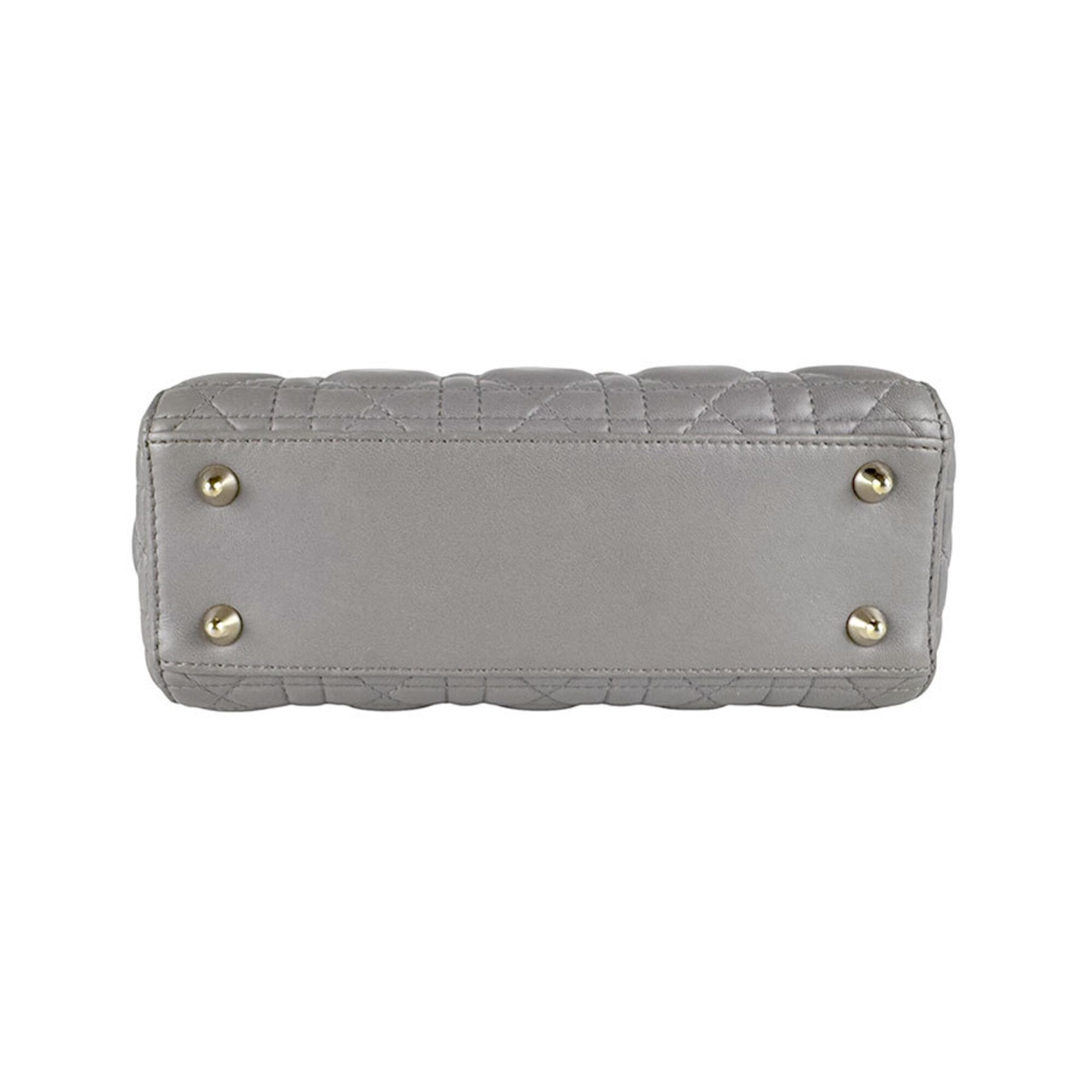 Christian Dior Gray Leather Handbag Shoulder Bag (Pre-Owned)