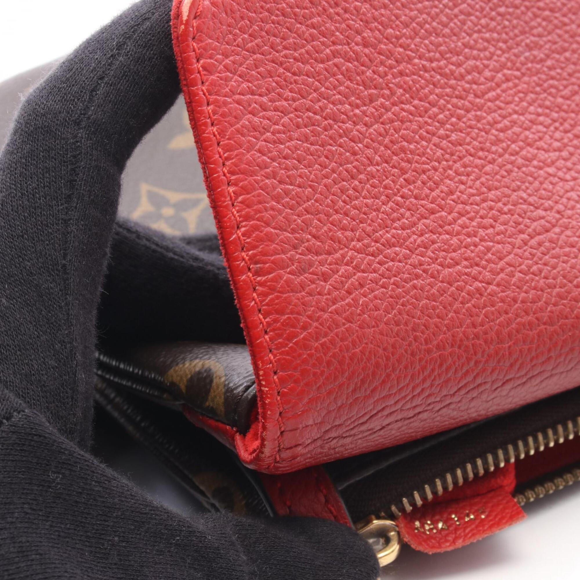 Louis Vuitton Brown Red Color Coated Canvas Leather Handbag Shoulder Bag (Pre-Owned)