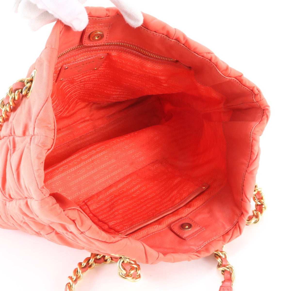 Prada Pink Leather Nylon Handbag Shoulder Bag Tote Bag (Pre-Owned)