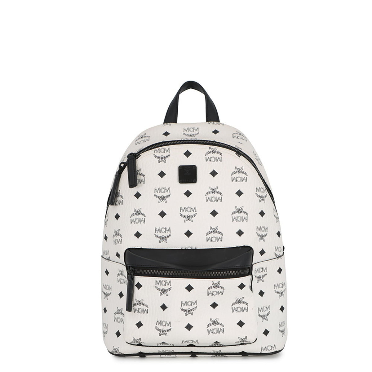 Mcm Visetos Black White Leather Backpack (Pre-Owned)