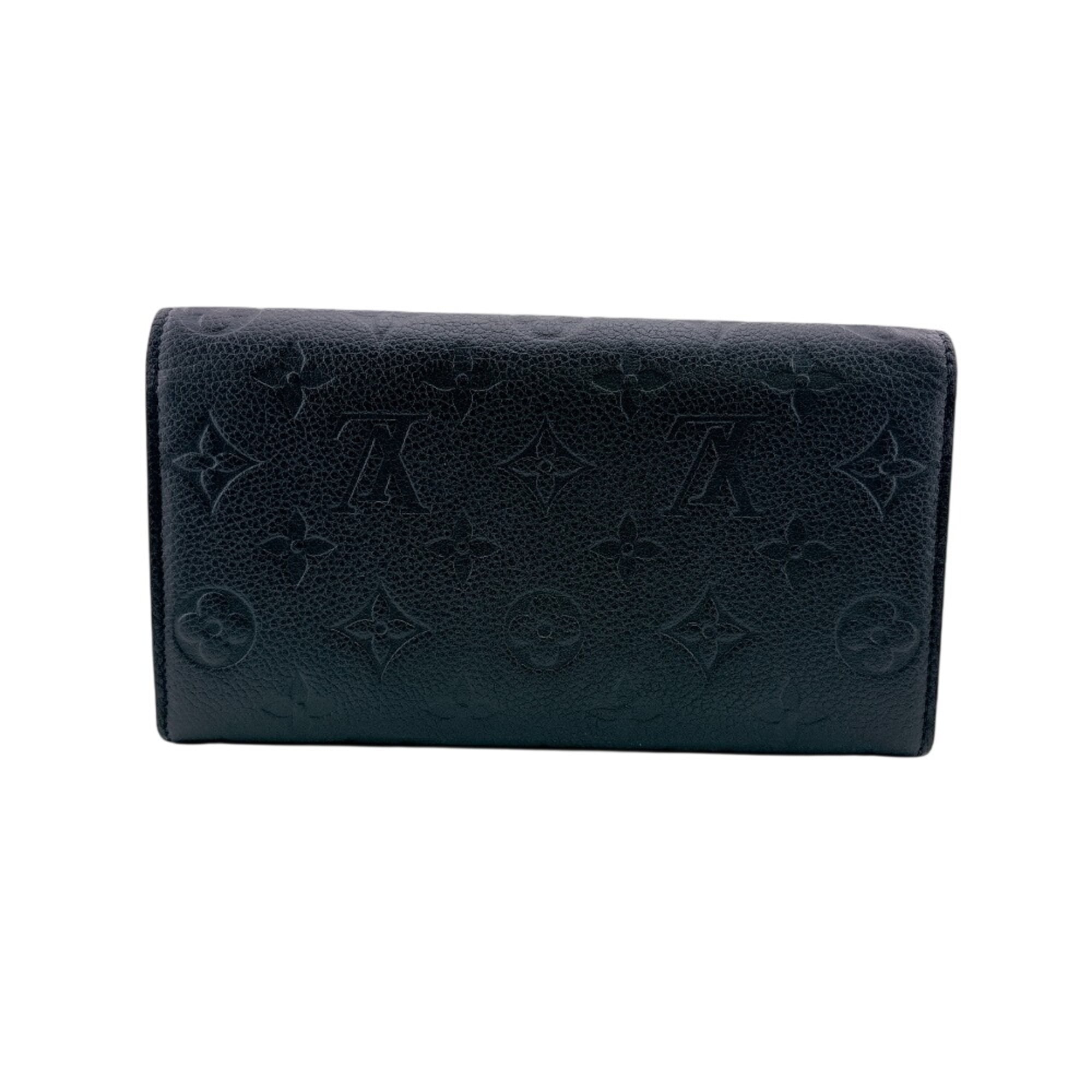 Louis Vuitton Black Leather Long Wallet (Bi-Fold) (Pre-Owned)