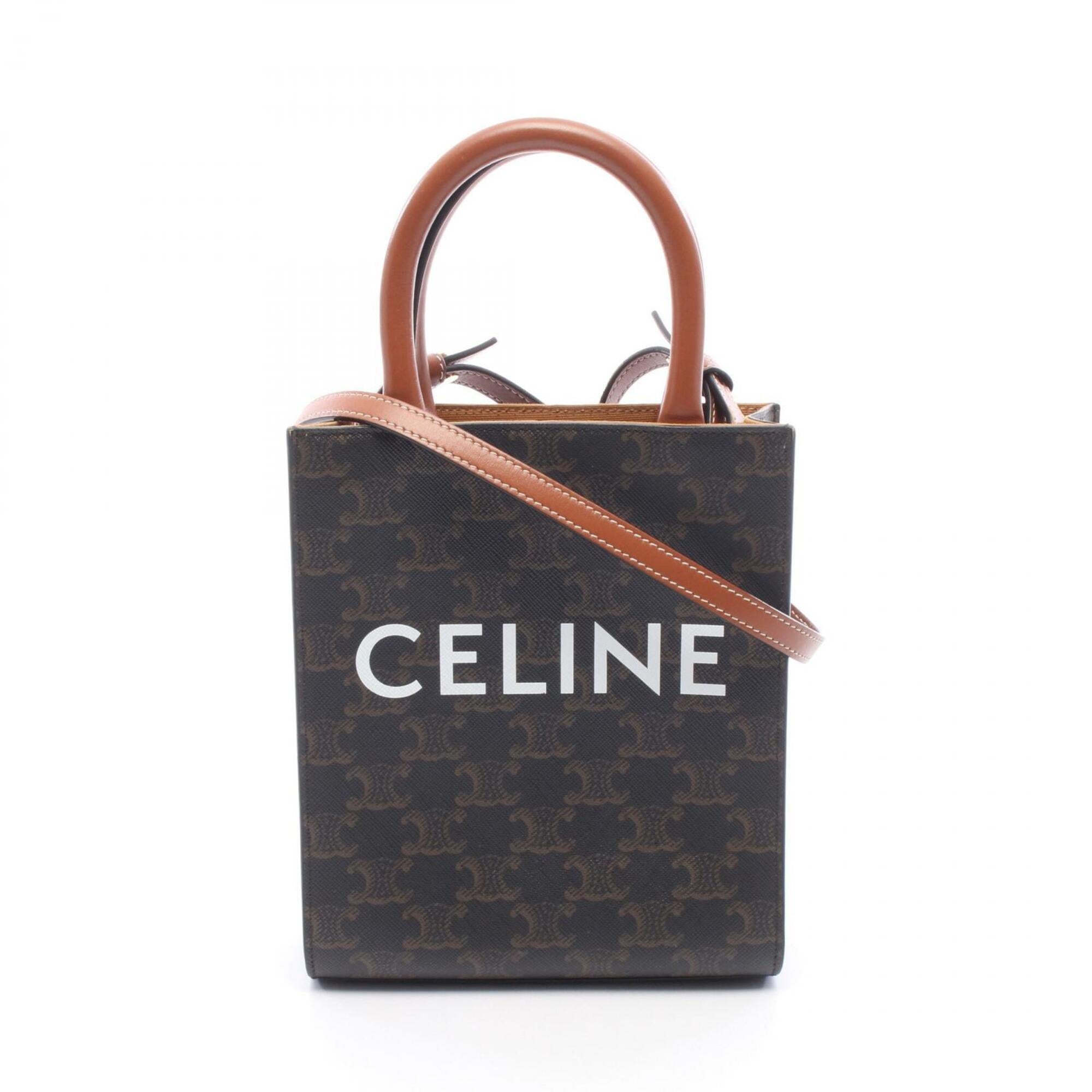 Celine Black Brown Coated Canvas Leather Handbag (Pre-Owned)