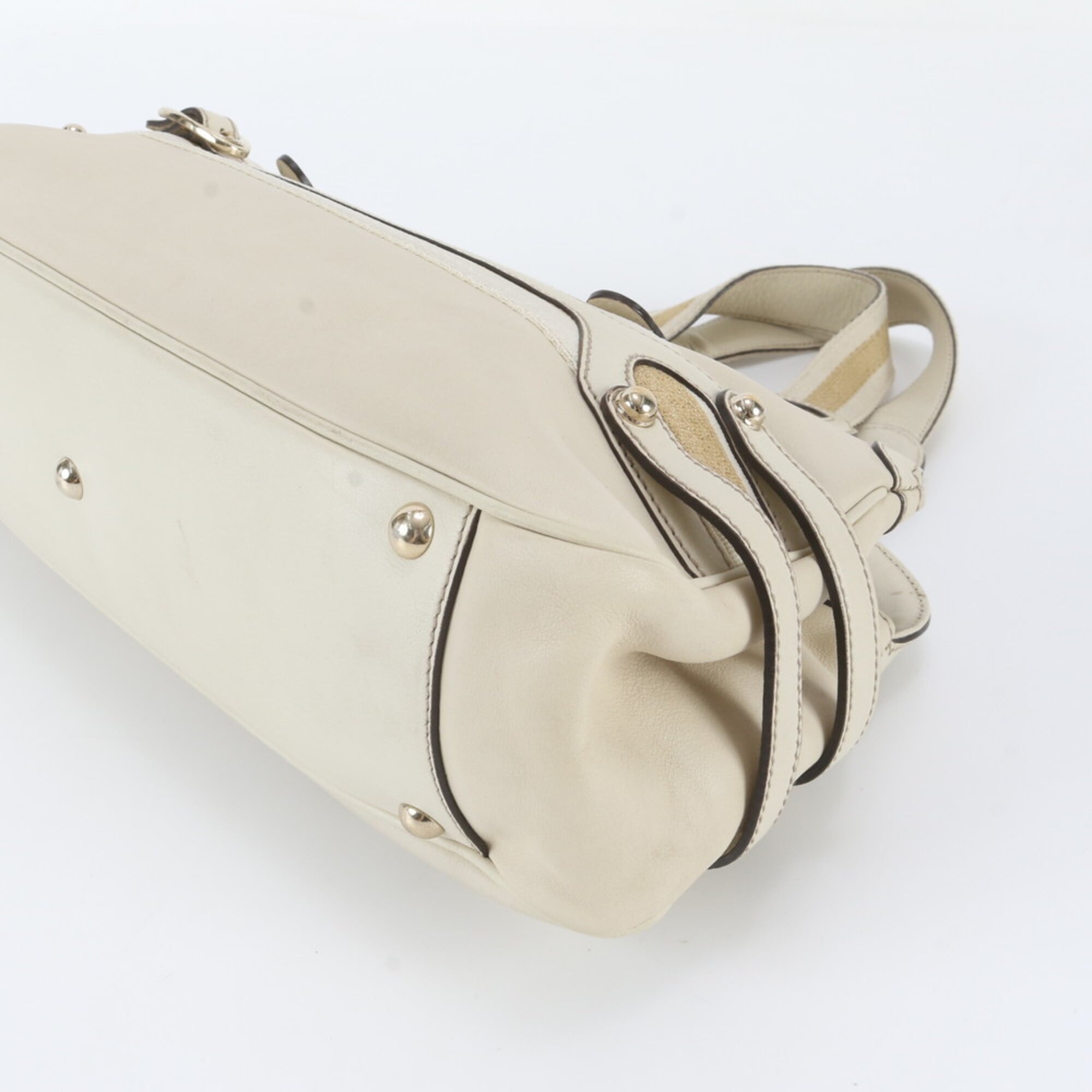 Gucci Ivory Leather Boston Bag Handbag Shoulder Bag Tote Bag (Pre-Owned)