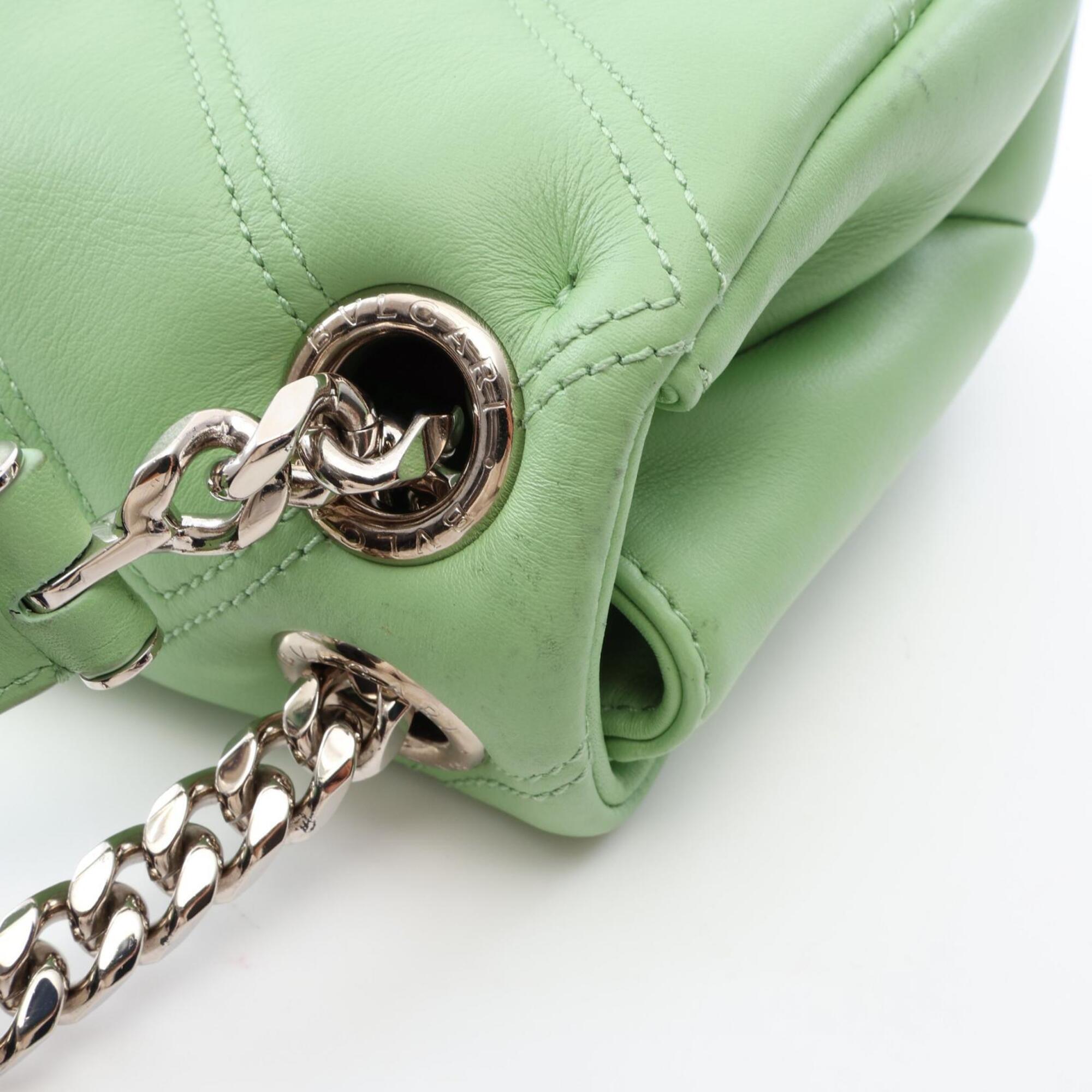 Bvlgari Green Leather Handbag Shoulder Bag (Pre-Owned)