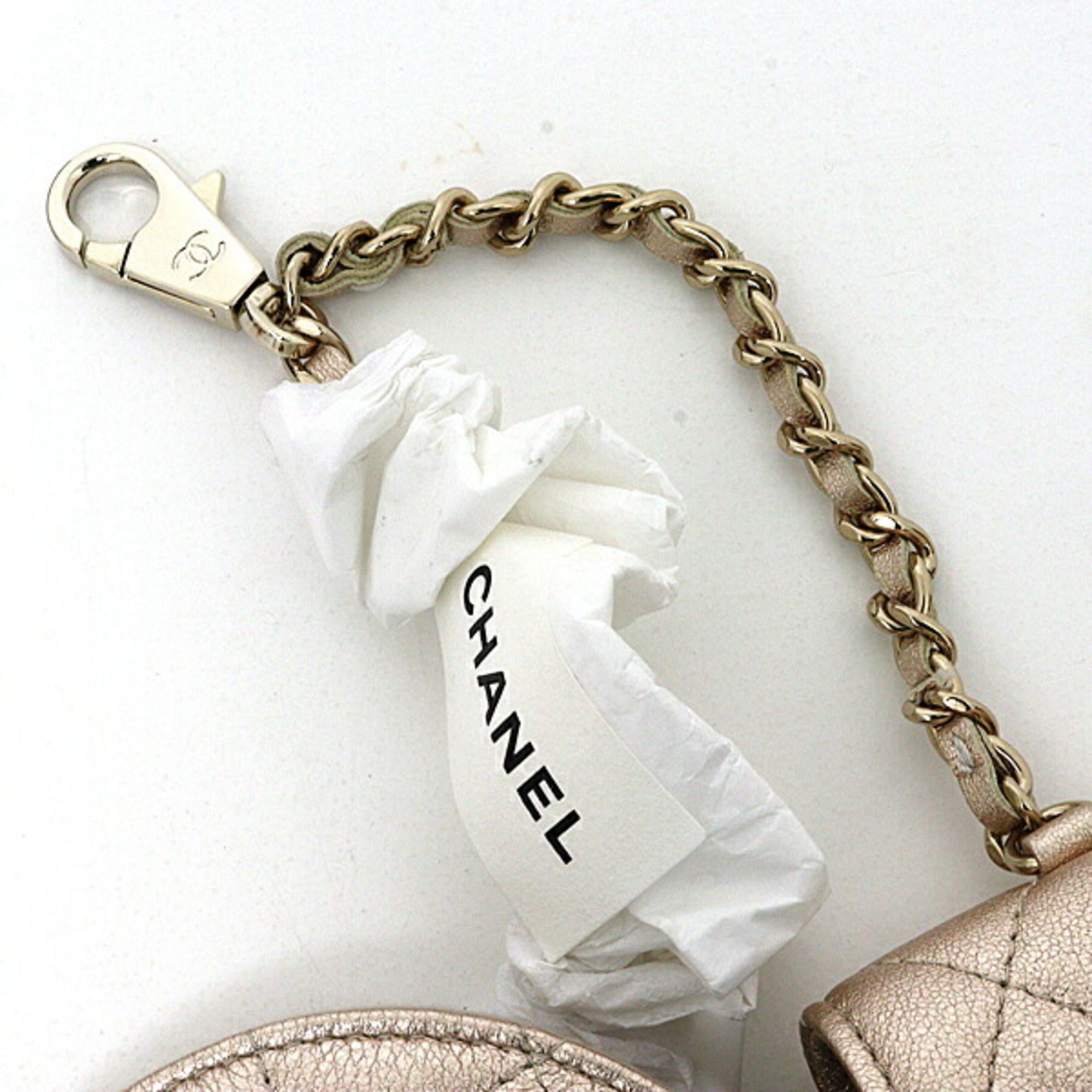 Chanel Champagne Gold Leather Coin Purse/Coin Case (Pre-Owned)