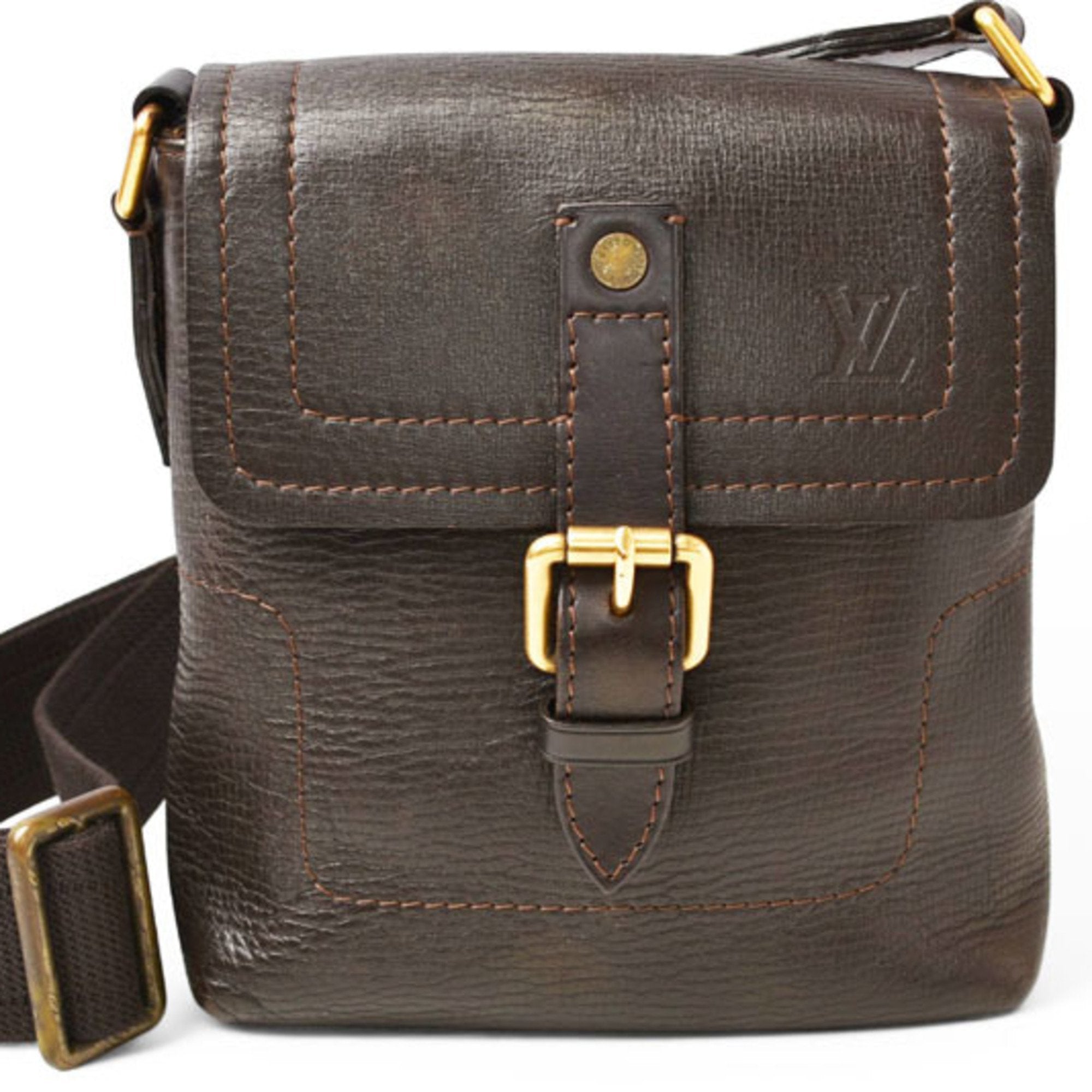 Louis Vuitton Coffee Utah Leather Shoulder Bag (Pre-Owned)