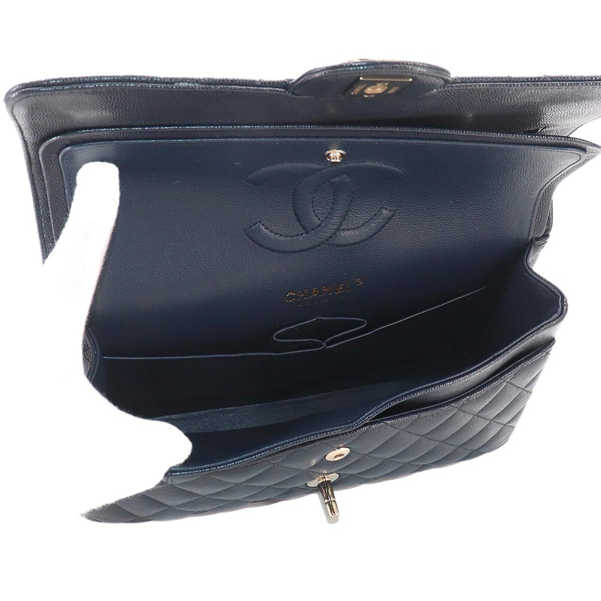 Chanel Matelasse Navy Grained Calfskin Handbag Shoulder Bag (Pre-Owned)