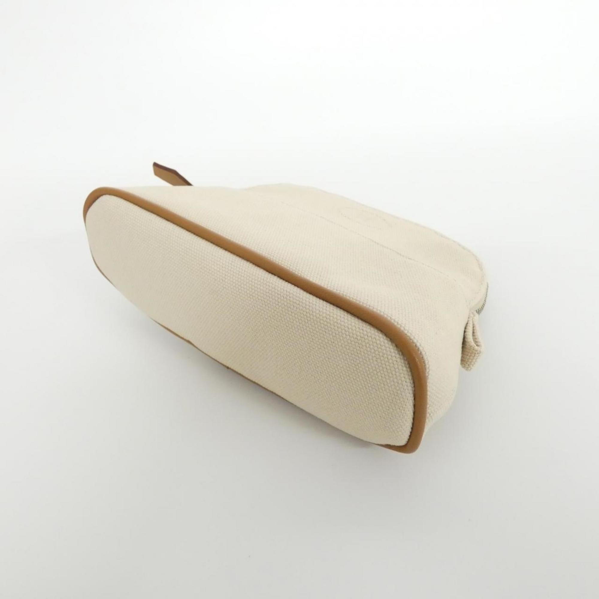 Hermes Beige Ivory Canvas Pouch (Pre-Owned)