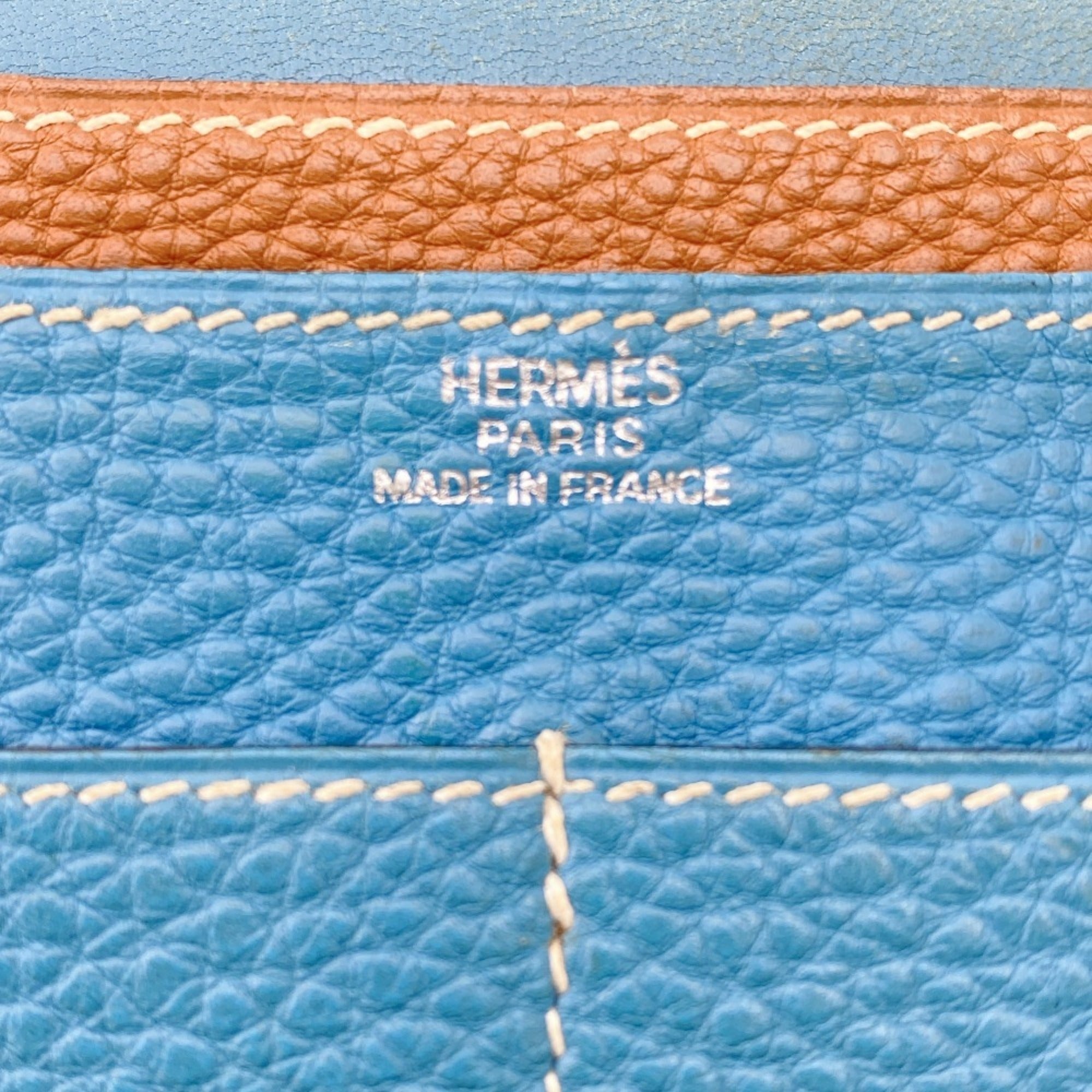 Hermes Bicolor Blue Brown Togo Leather (Pre-Owned)