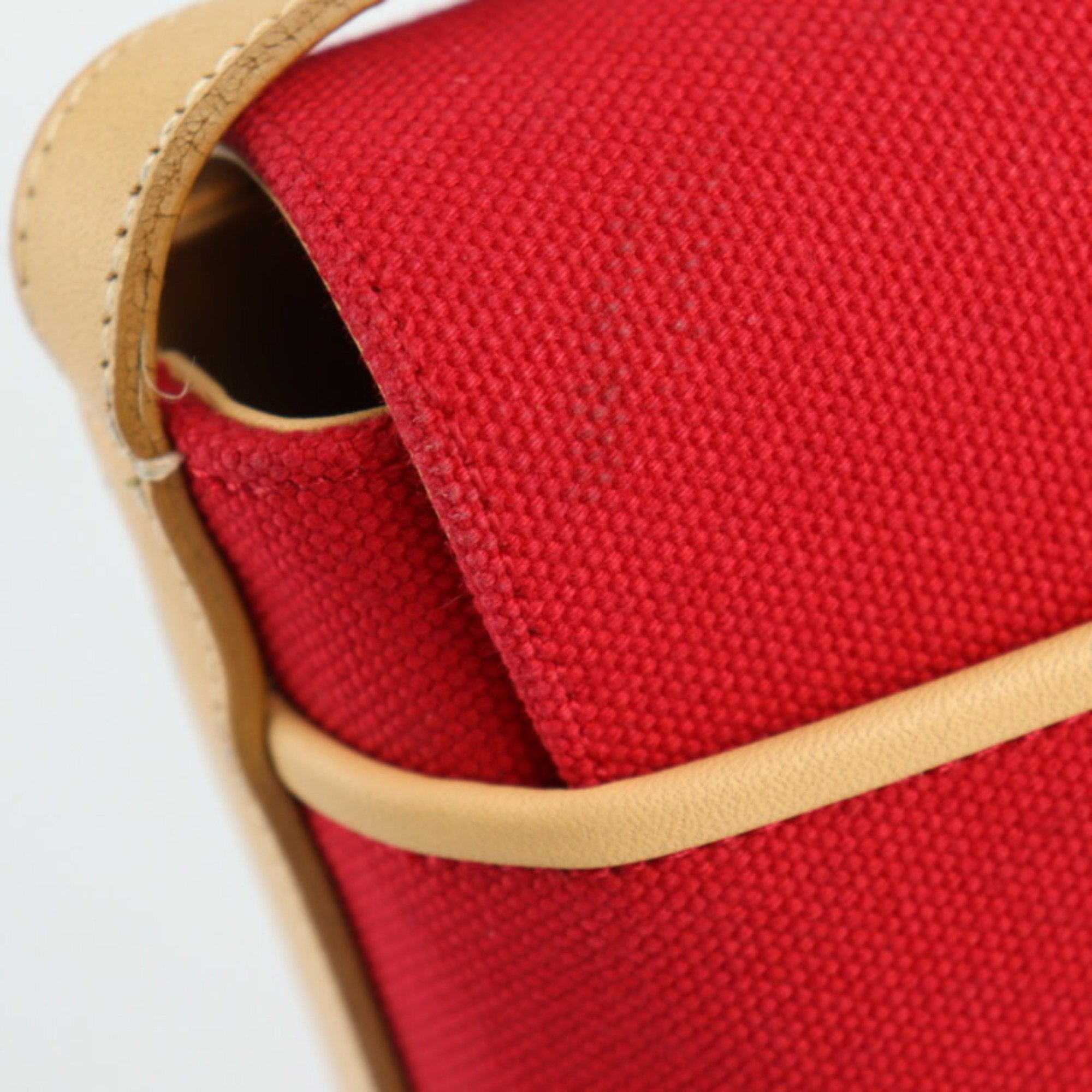 Burberry Beige Red Color Canvas Leather Handbag Shoulder Bag Tote Bag (Pre-Owned)