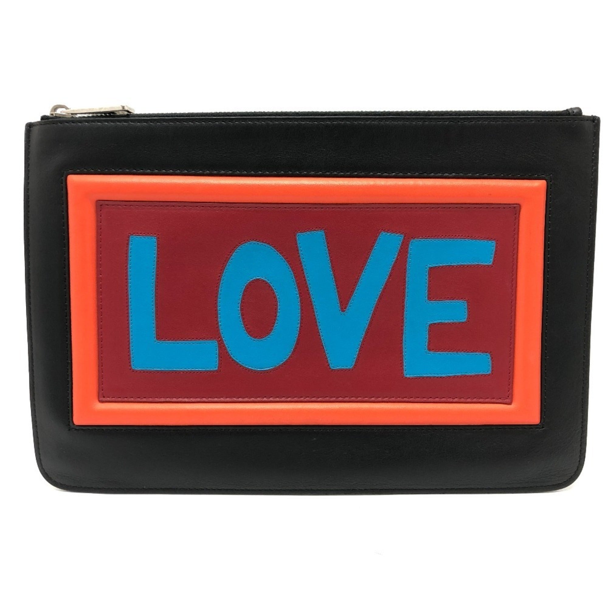 Fendi Black Multi-Color Leather Clutch Bag (Pre-Owned)