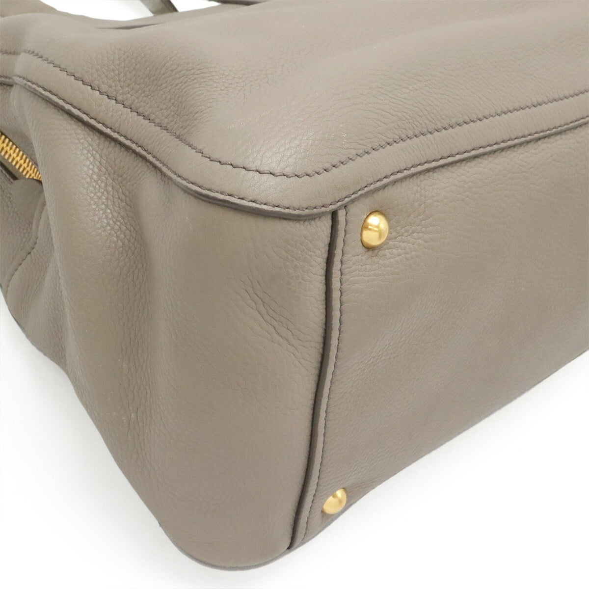 Miu Miu Grayish Leather Handbag Shoulder Bag Tote Bag (Pre-Owned)
