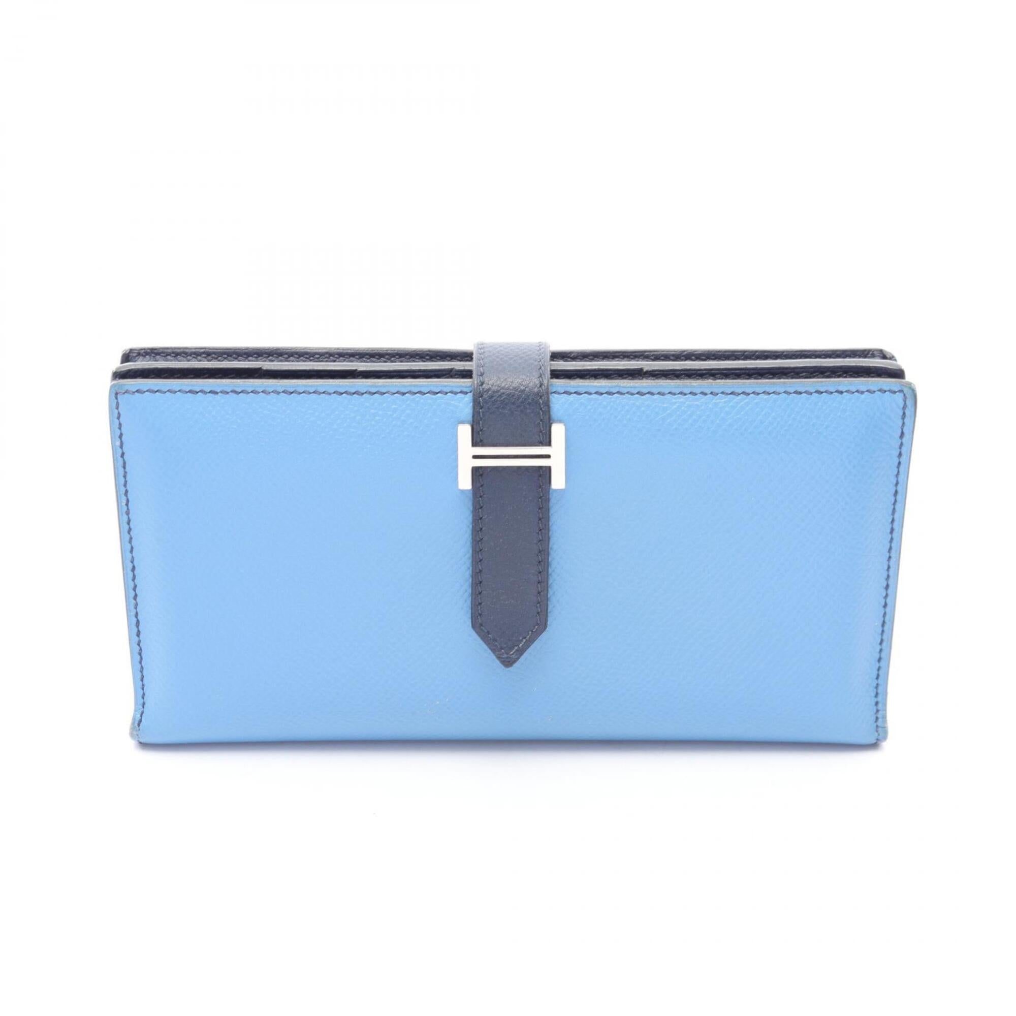 Hermes Bleu Saphir Blue Blue Paradise Navy Epsom Leather Long Wallet (Bi-Fold) (Pre-Owned)
