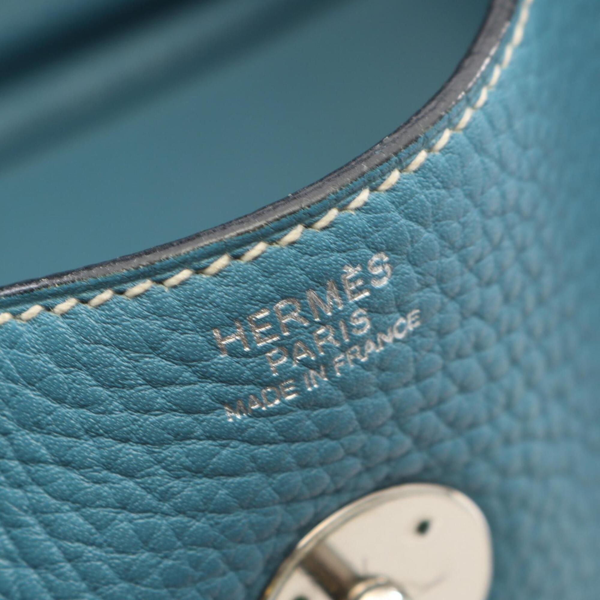 Hermes Blue Blue Jean Taurillon Clemence Leather Leather Handbag Shoulder Bag (Pre-Owned)