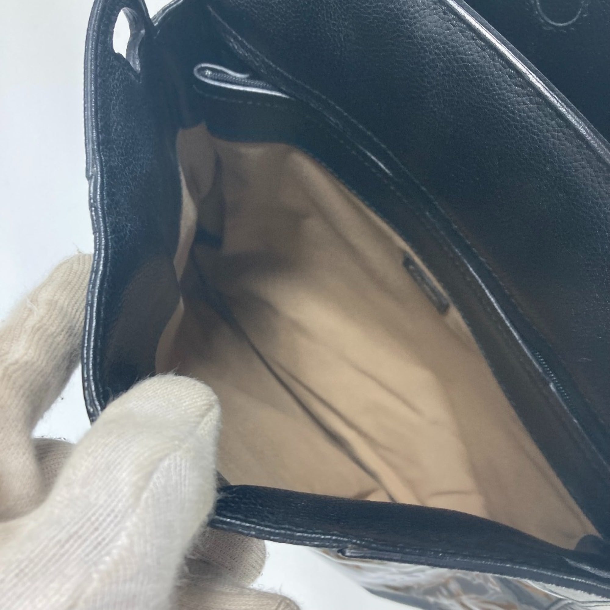 Cartier Marcello Black Leather Shoulder Bag Tote Bag (Pre-Owned)
