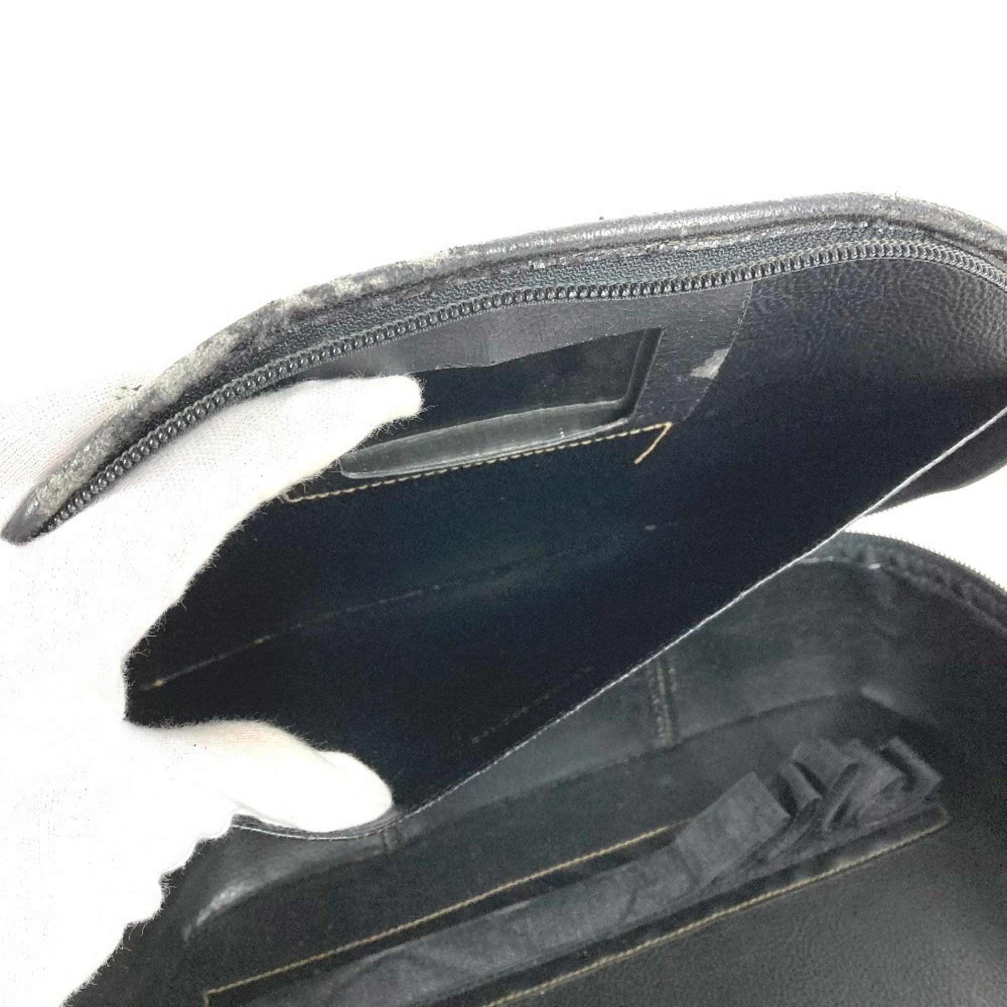 Fendi Pequin Black Khaki Pvc Leather Handbag Vanity Bag (Pre-Owned)