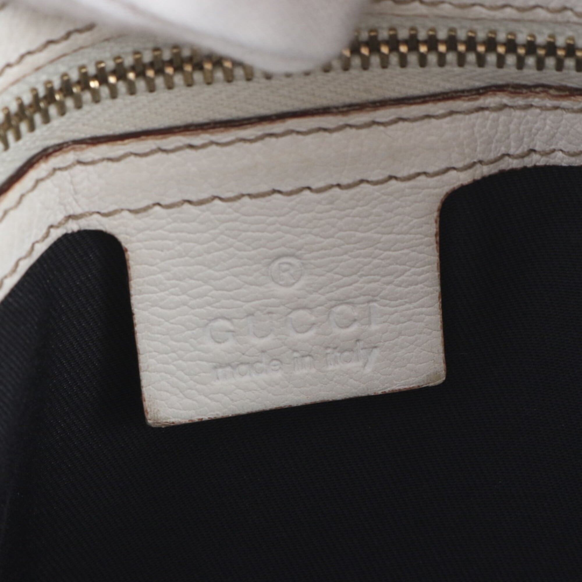 Gucci Sherry Line White Leather Shoulder Bag Tote Bag (Pre-Owned)