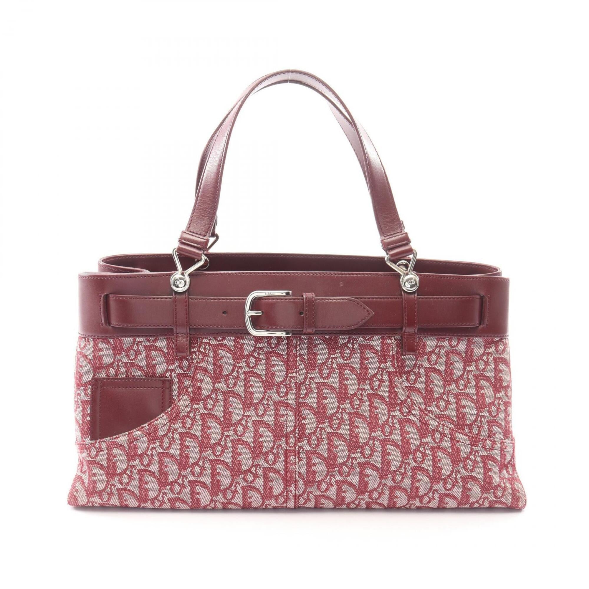 Christian Dior Bordeaux Canvas Leather Handbag (Pre-Owned)