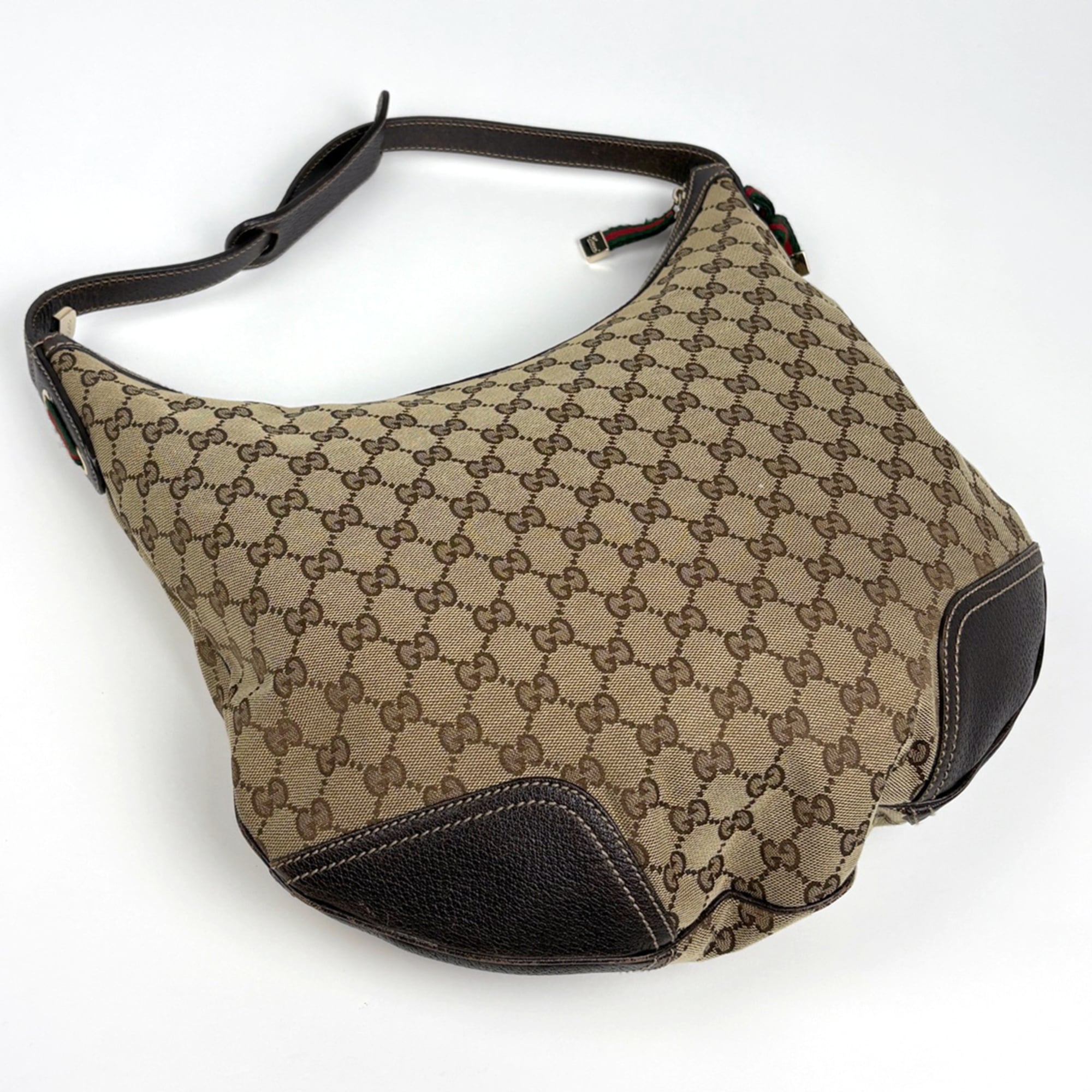 Gucci Gg Canvas Brown Gg Canvas Leather Shoulder Bag (Pre-Owned)