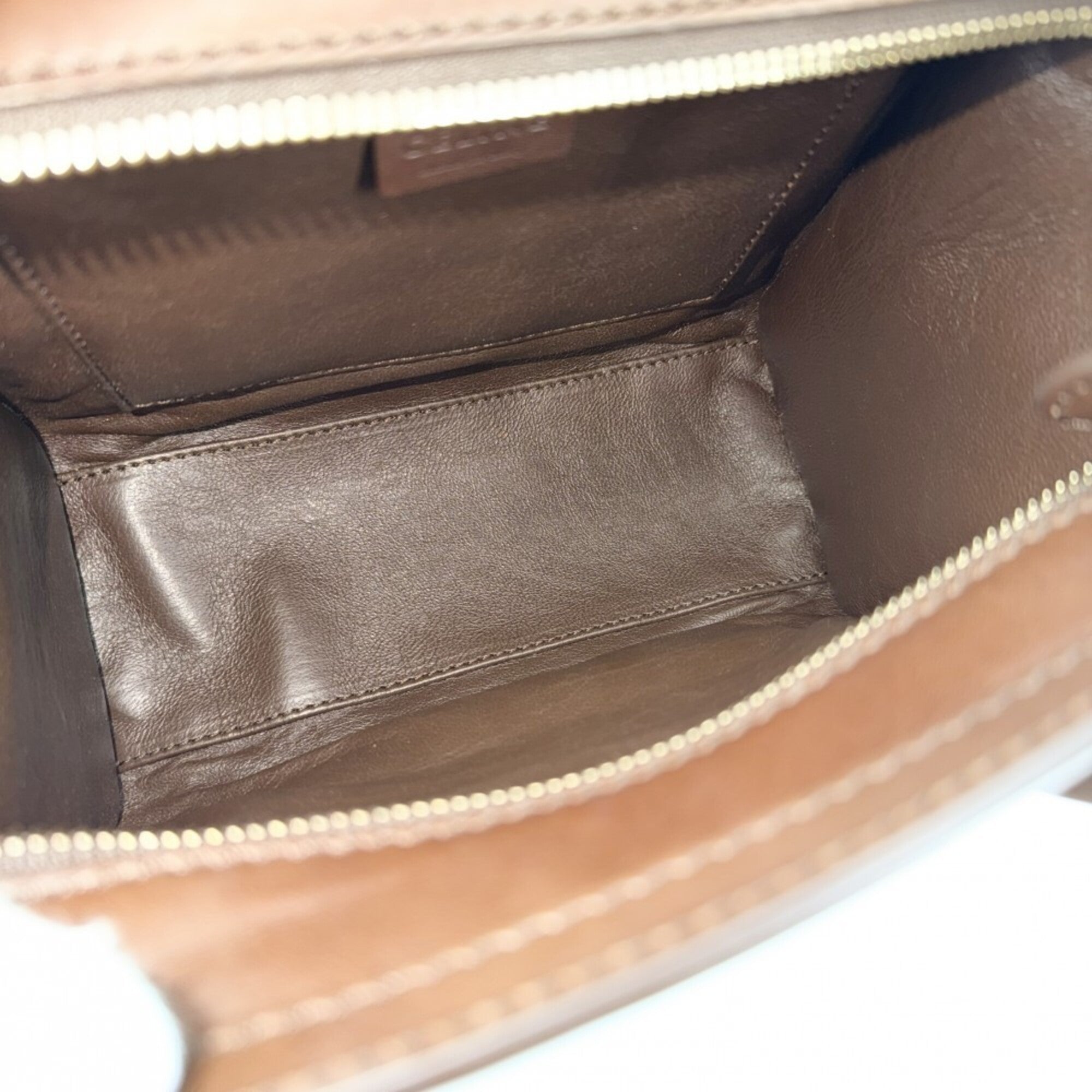 Celine Brown Gray Leather Handbag Shoulder Bag (Pre-Owned)