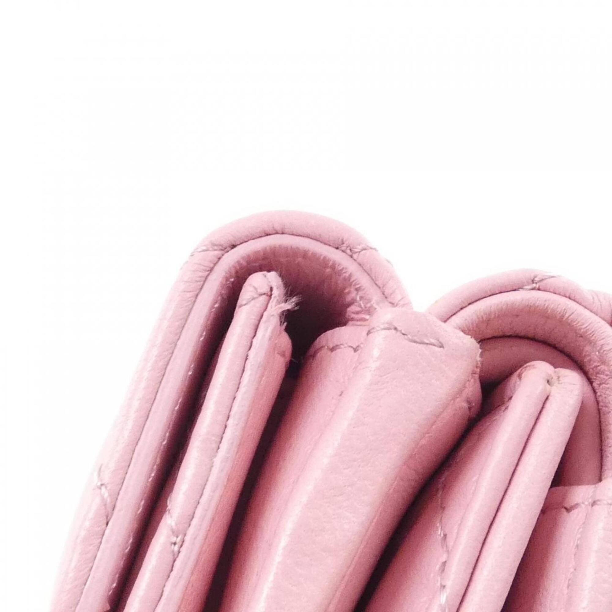 Chanel Pink Leather Wallet (Tri-Fold) (Pre-Owned)