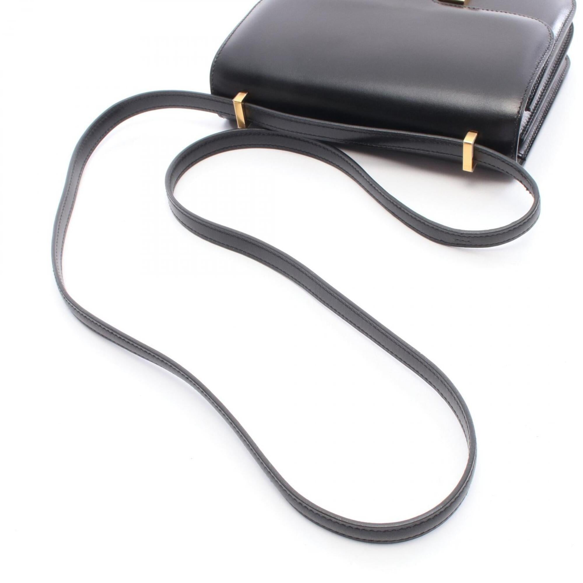 Hermes Black Box Calf Leather Handbag Shoulder Bag (Pre-Owned)