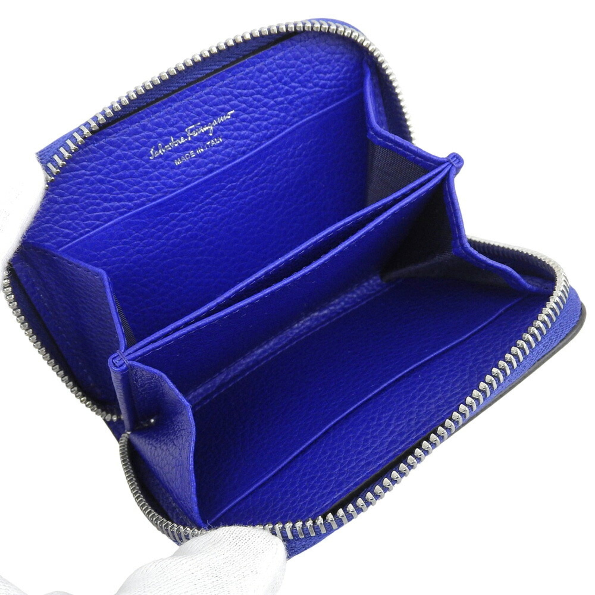 Salvatore Ferragamo Blue Leather Coin Purse/Coin Case (Pre-Owned)