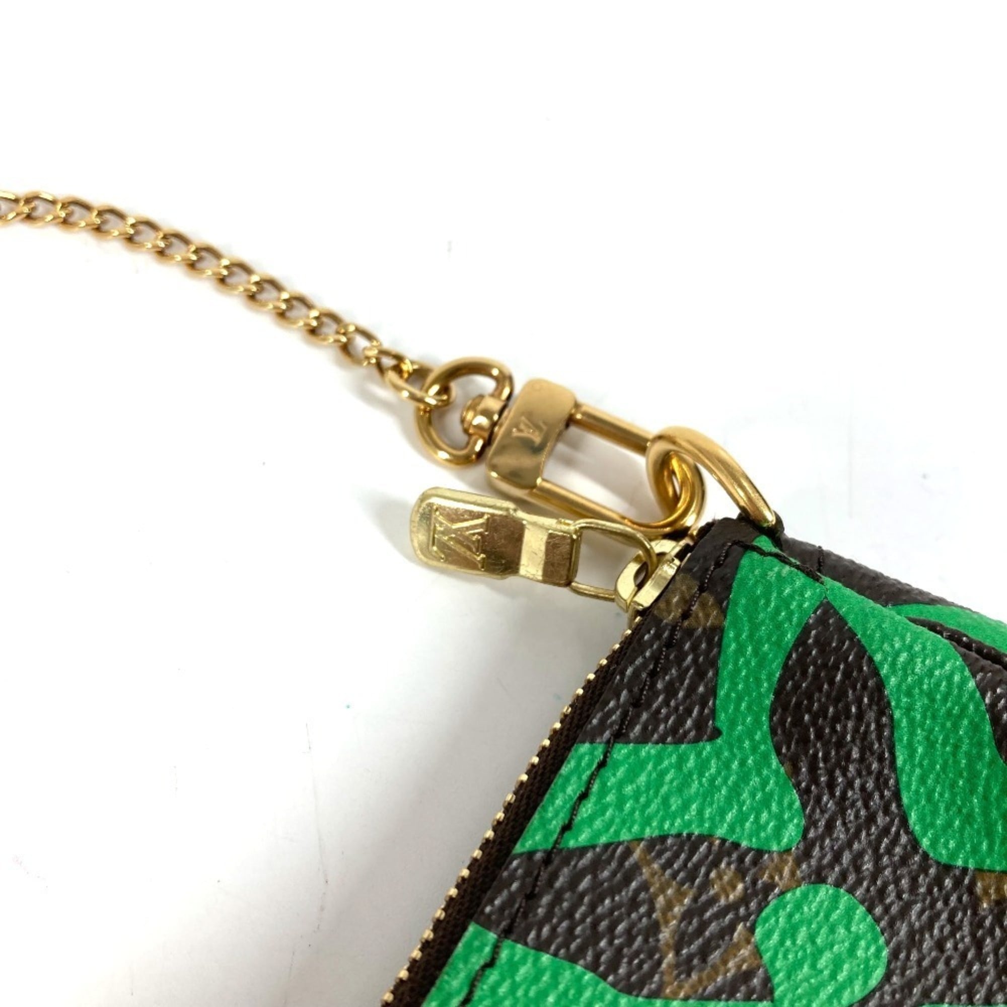 Louis Vuitton Brown Green Monogram Monogram Canvas Handbag Pouch (Pre-Owned)