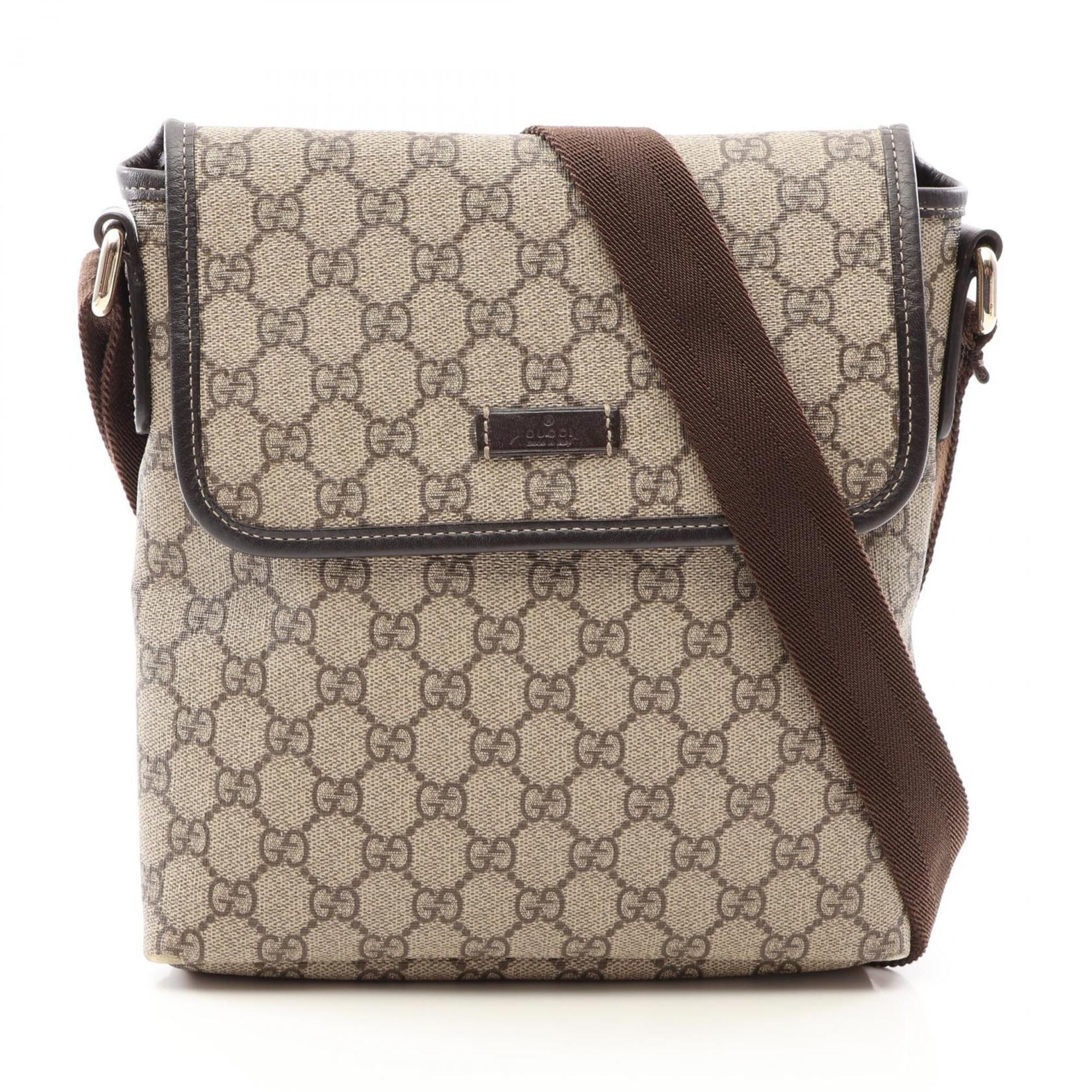 Gucci Beige Brown Coated Canvas Leather Handbag Shoulder Bag (Pre-Owned)