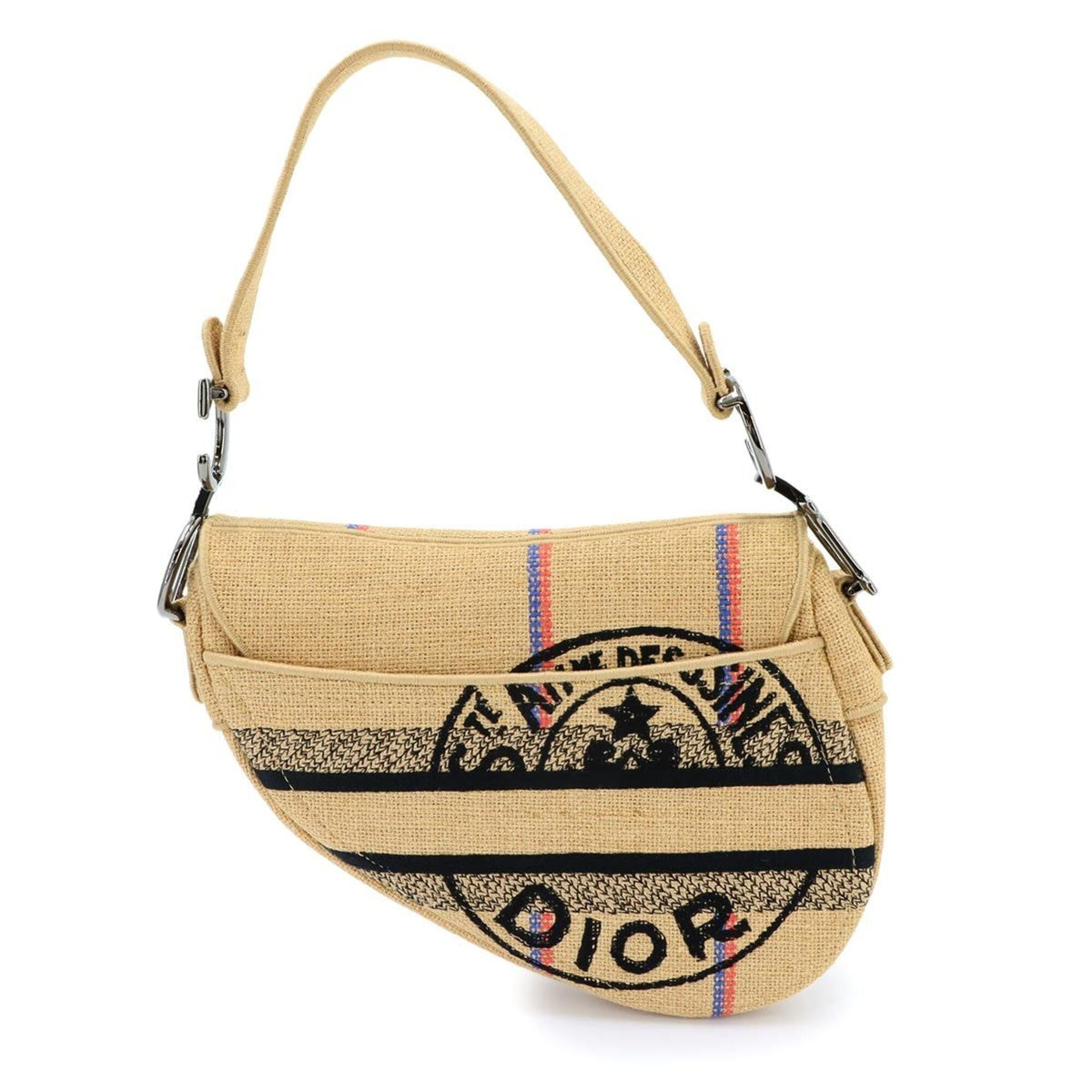 Christian Dior Beige Canvas Handbag Saddle Bag Shoulder Bag (Pre-Owned)
