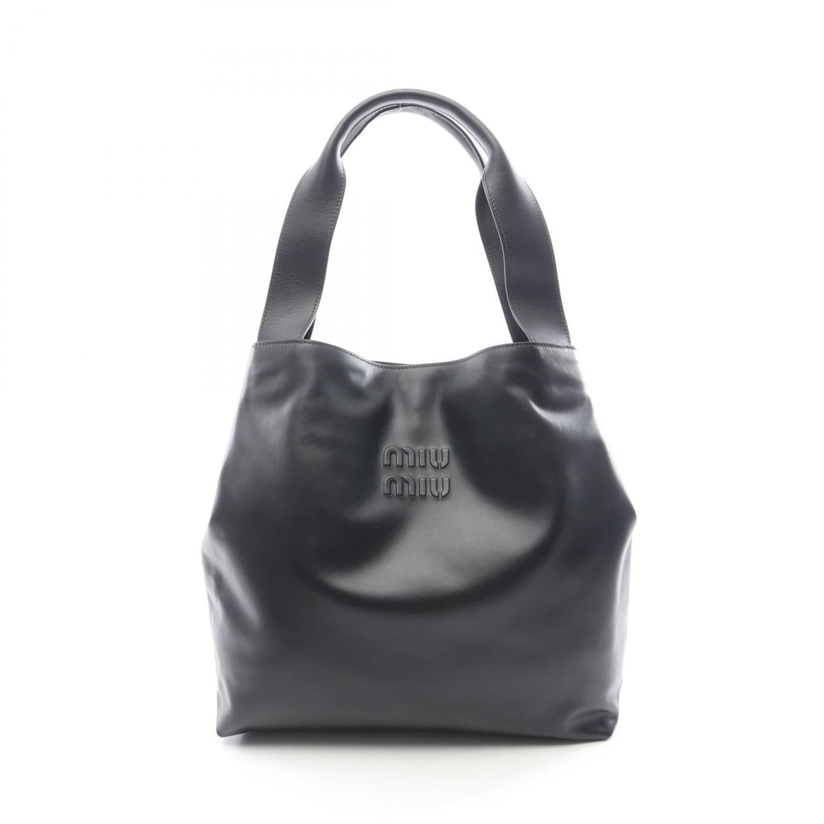 Miu Miu Black Leather Handbag Tote Bag (Pre-Owned)