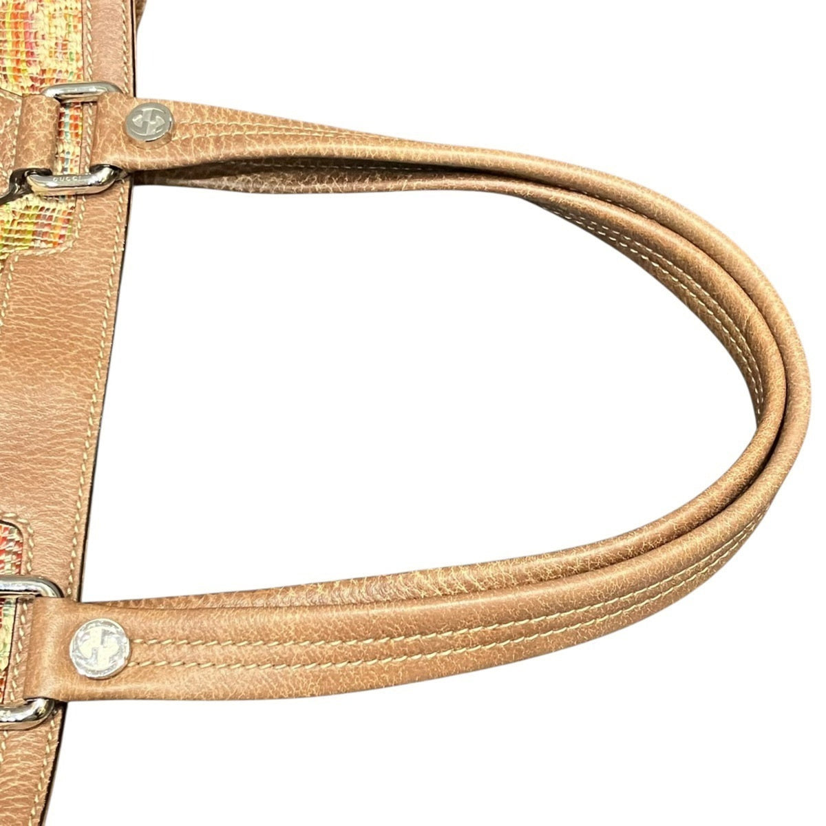 Gucci Multi-Color Hemp Linen Leather Tote Bag (Pre-Owned)
