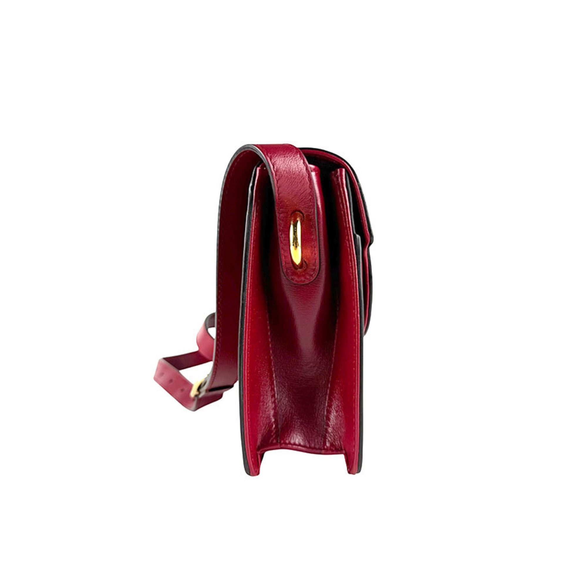 Gucci Red Color Leather Shoulder Bag (Pre-Owned)