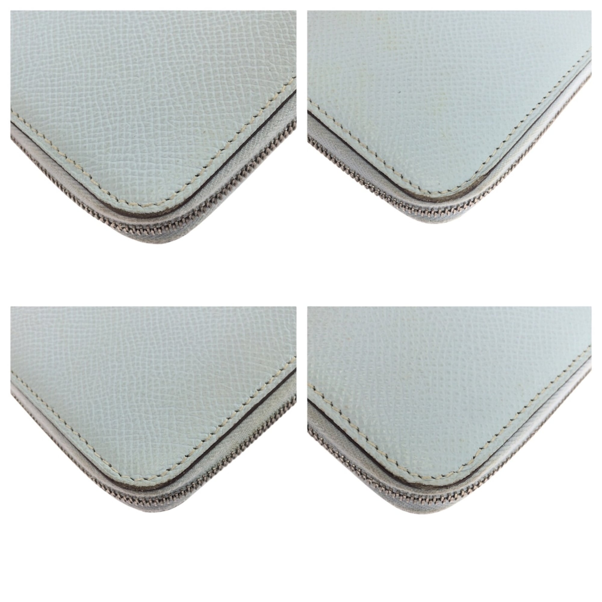 Hermes Light Blue Silk Epsom Leather Long Wallet (Bi-Fold) (Pre-Owned)