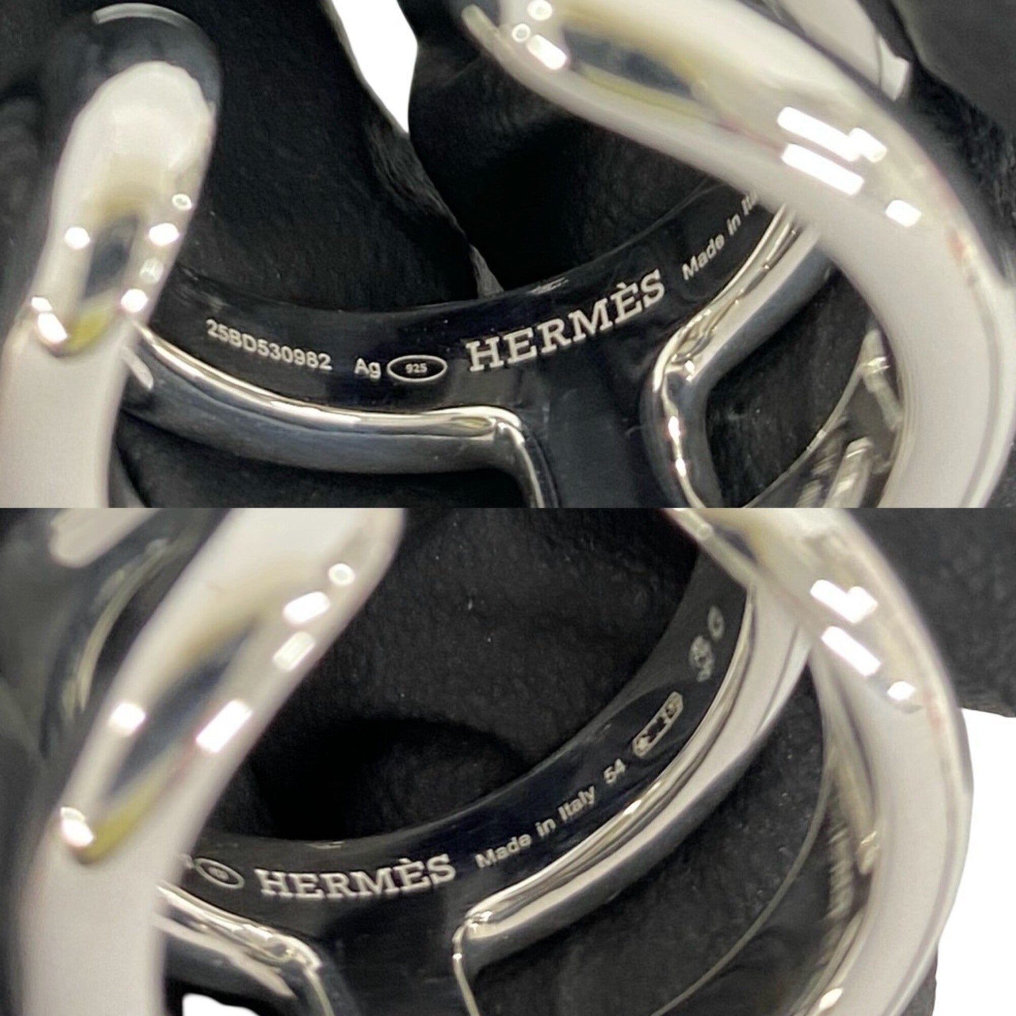 Hermes Silver Silver 925 Band Ring (Pre-Owned)