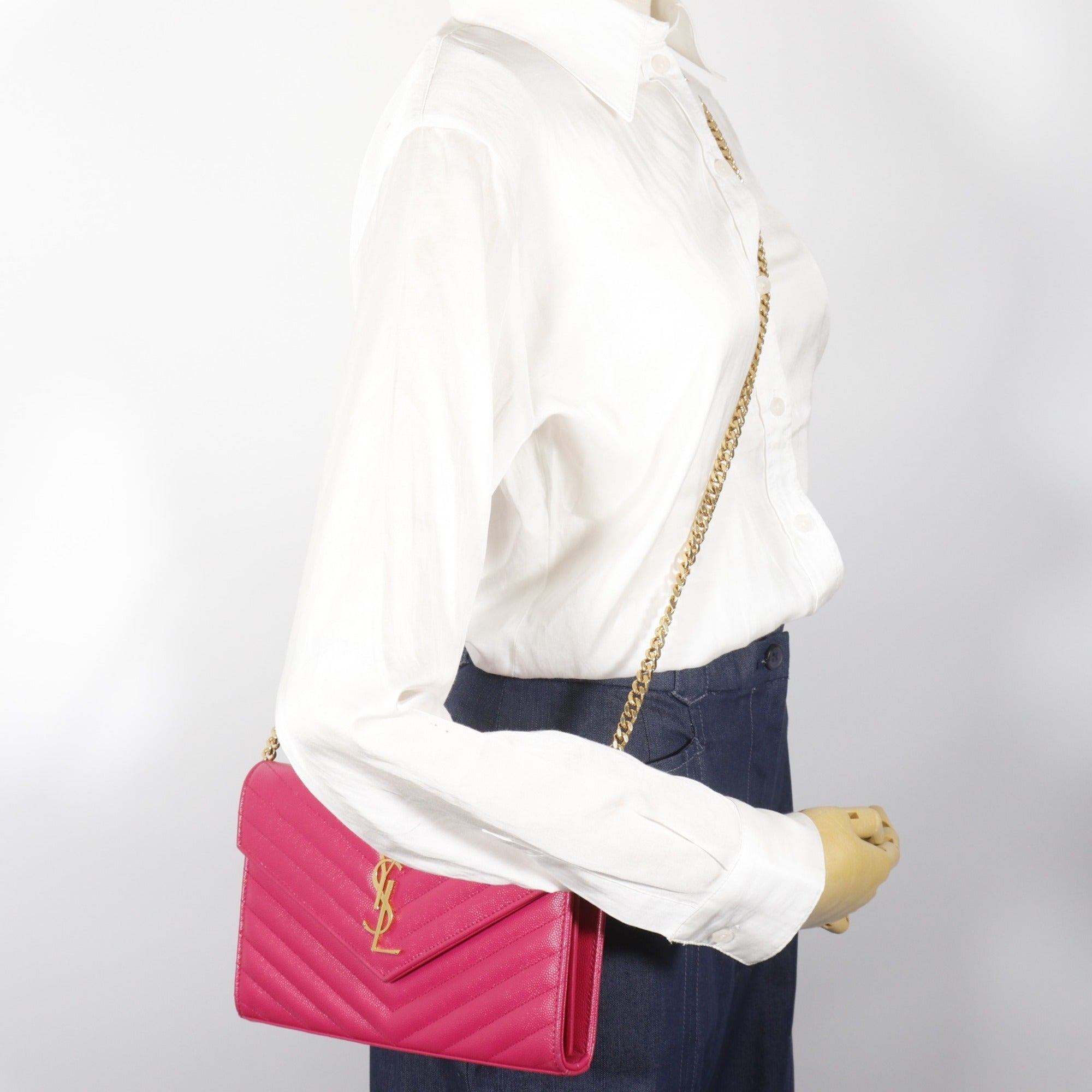 Saint Laurent Pink Leather Shoulder Bag (Pre-Owned)