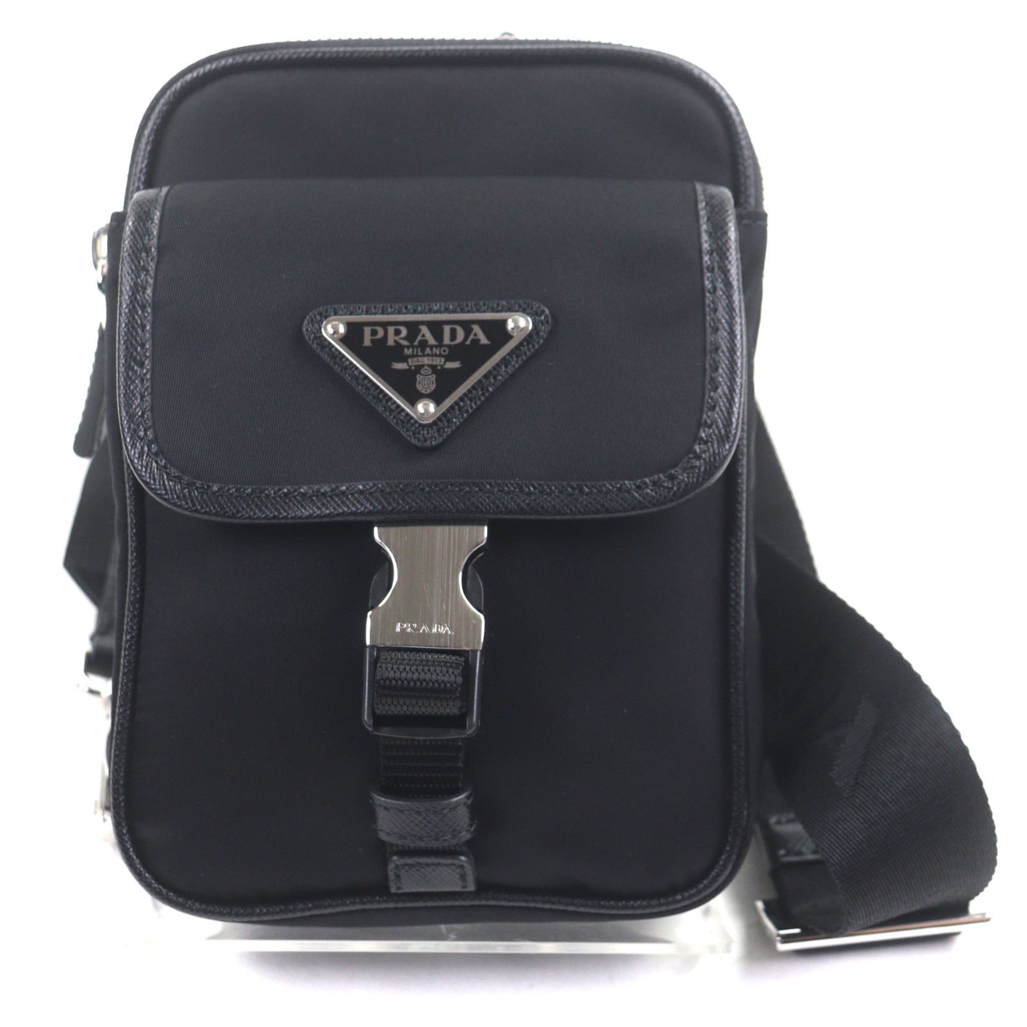Prada Black Saffiano Nylon Sling Bag (Pre-Owned)
