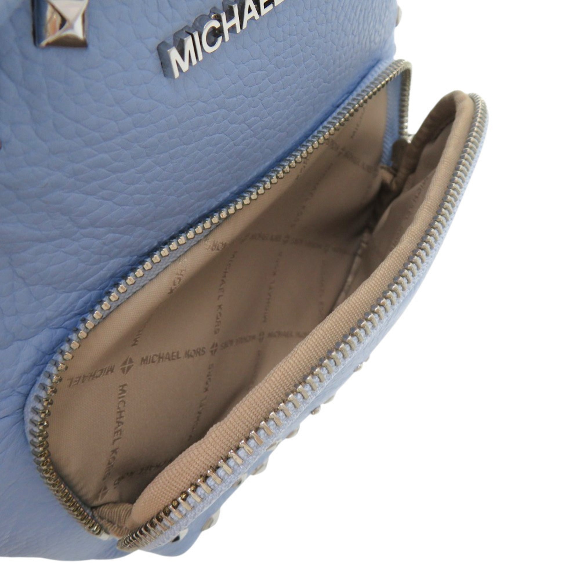 Michael Kors Beige Light Blue Coated Canvas Backpack (Pre-Owned)