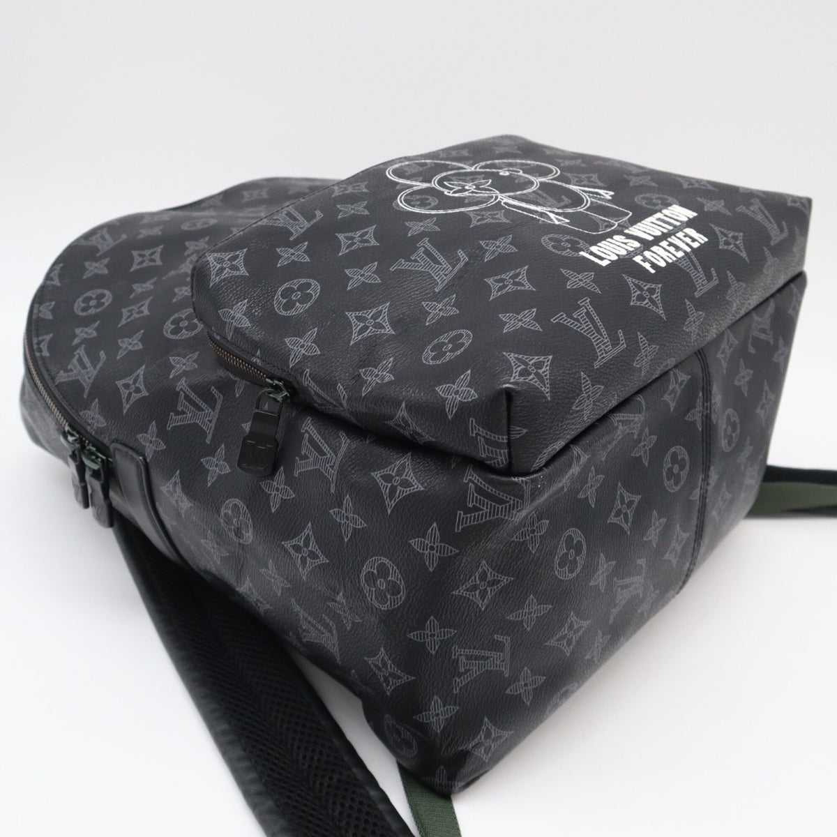 Louis Vuitton Monogram Black Gray White Coated Canvas Leather Backpack (Pre-Owned)