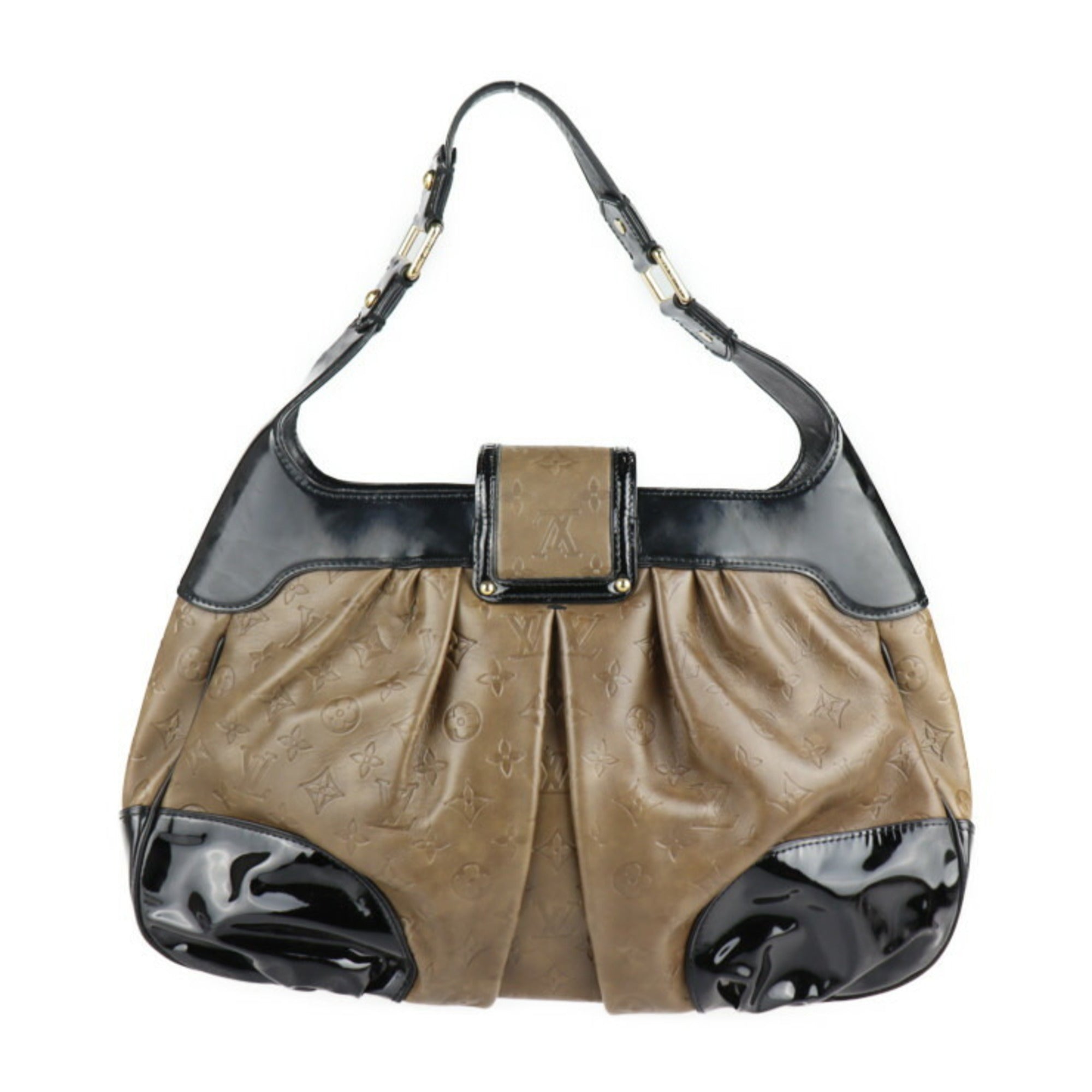 Louis Vuitton Black Brown Leather Handbag (Pre-Owned)