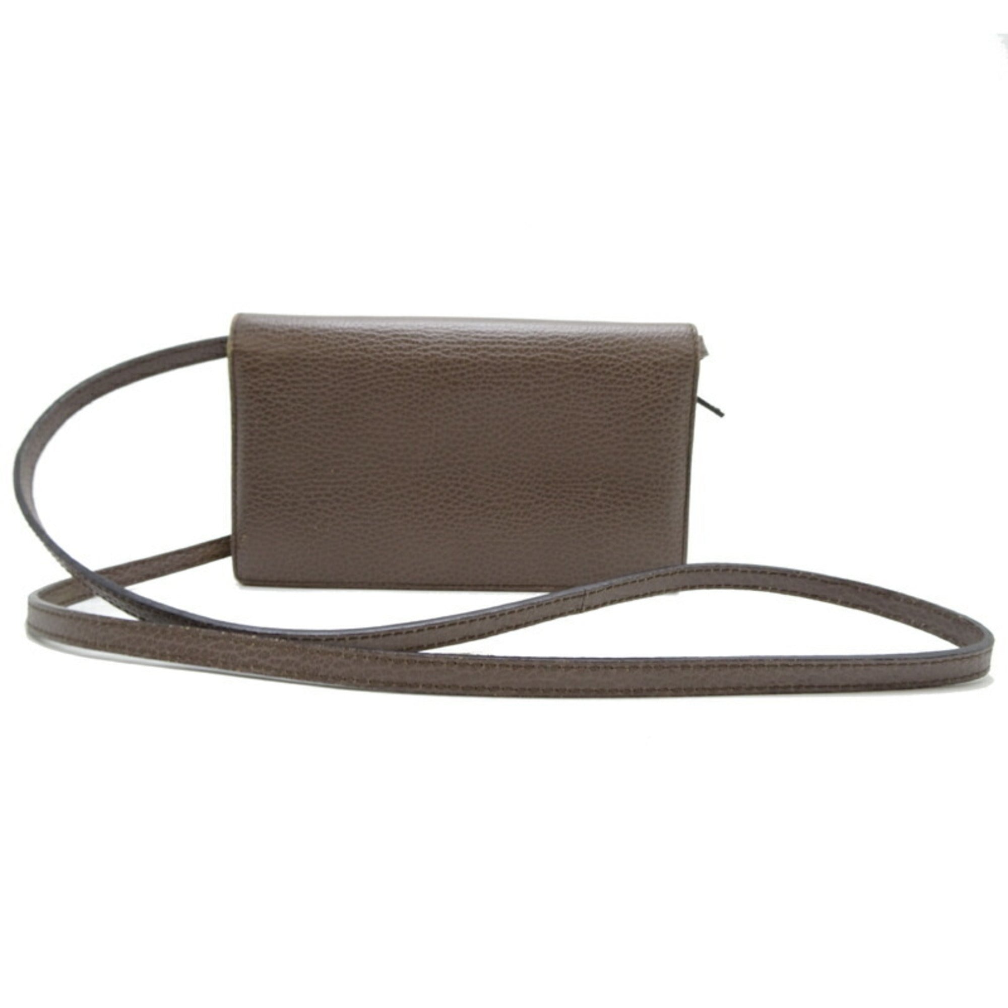 Gucci Grayish Pink Leather Chain/Shoulder Wallet (Pre-Owned)