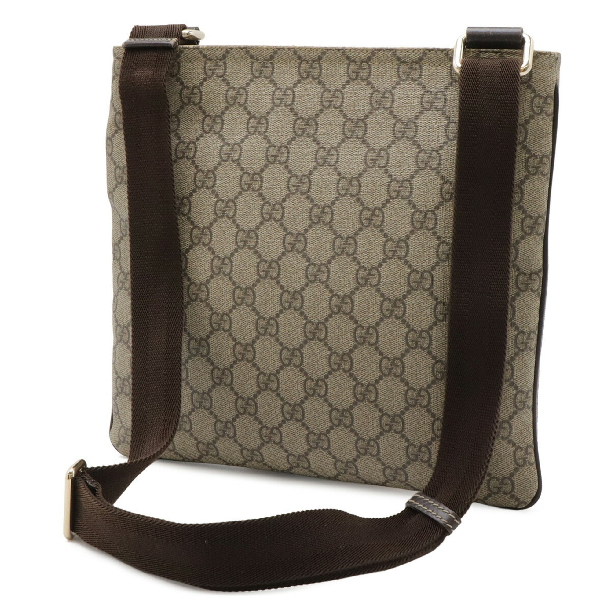 Gucci Gg Plus Beige Dark Brown Khaki Gg Supreme Leather Shoulder Bag (Pre-Owned)