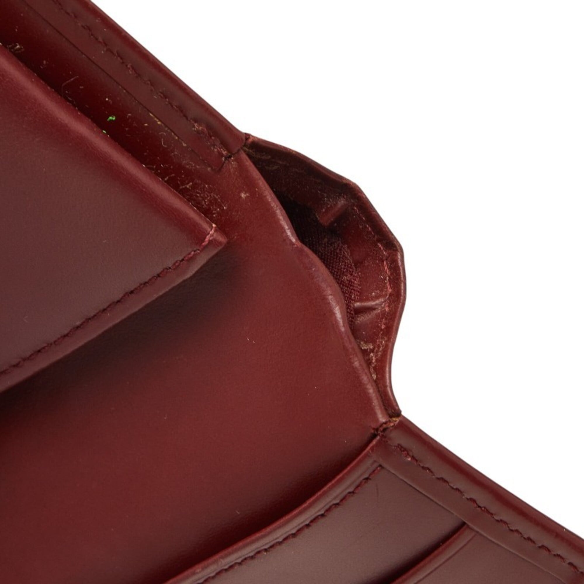 Cartier Must Bordeaux Wine Red Leather Wallet (Bi-Fold) (Pre-Owned)