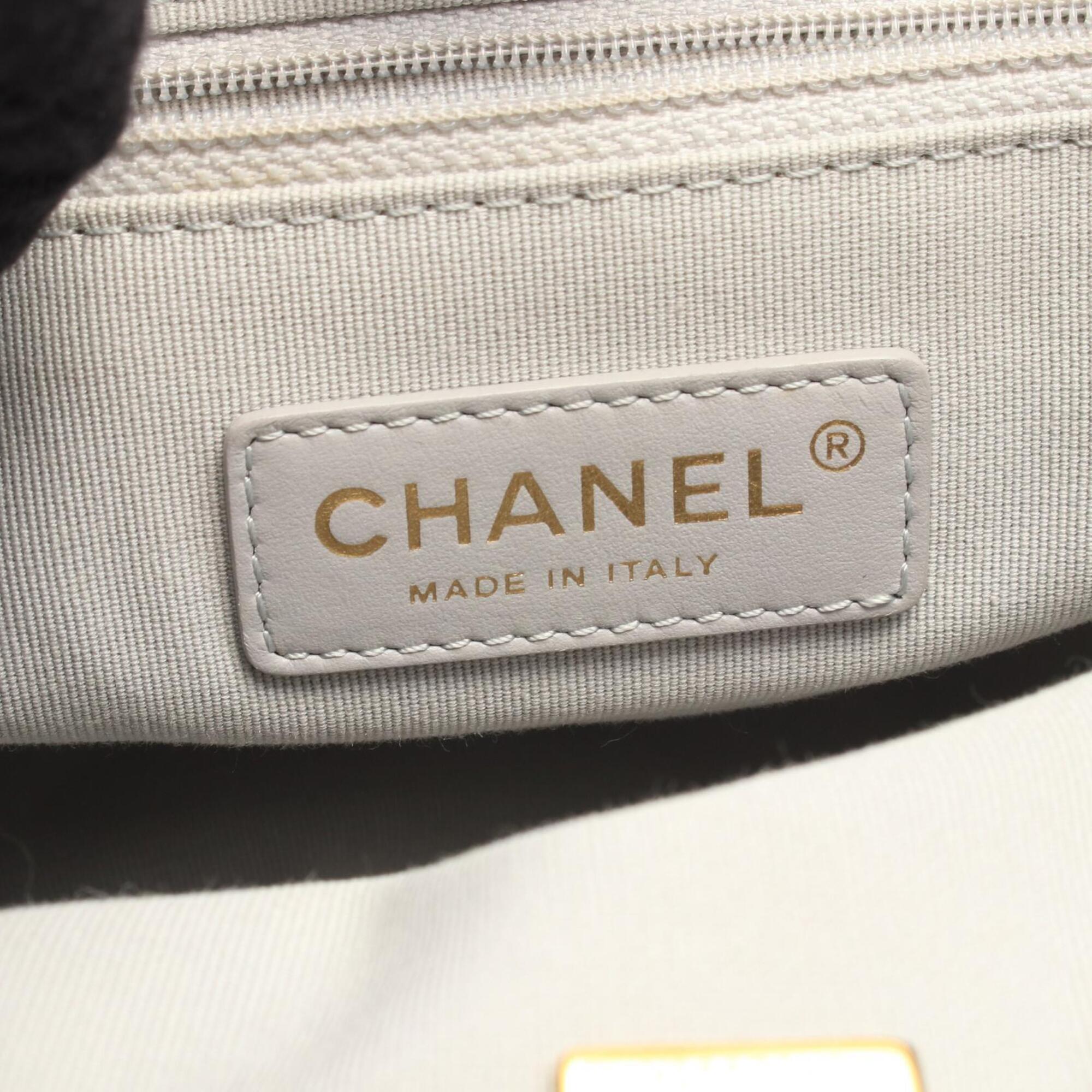 Chanel Black Gray Multi-Color Fabric Leather Handbag Shoulder Bag (Pre-Owned)