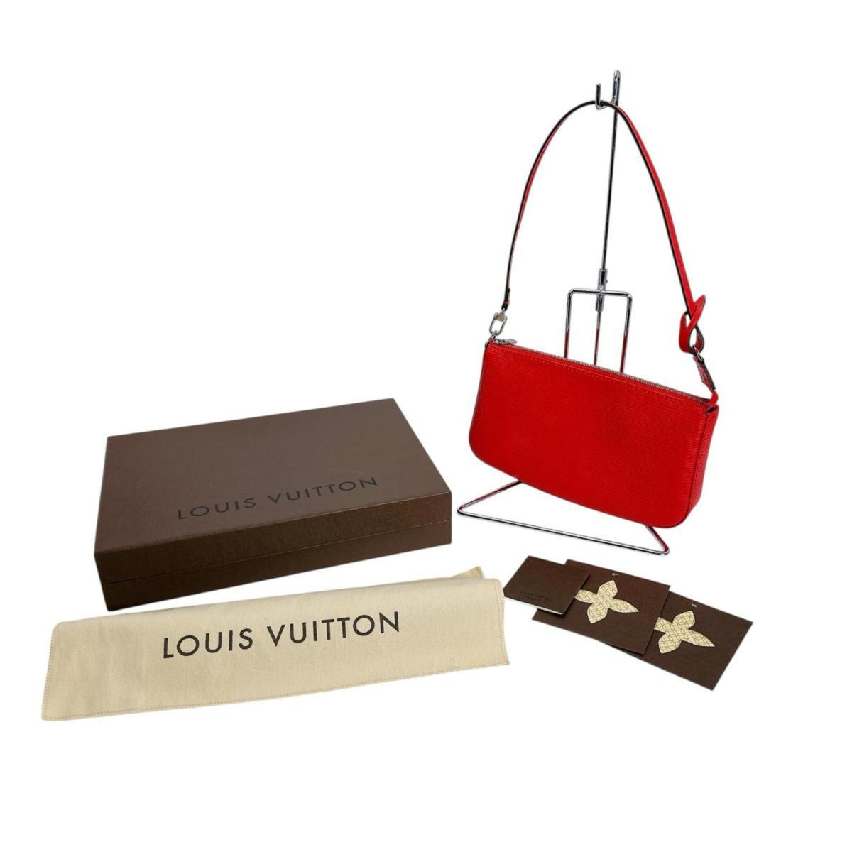 Louis Vuitton Red Color Epi Leather Pochette Pouch (Pre-Owned)