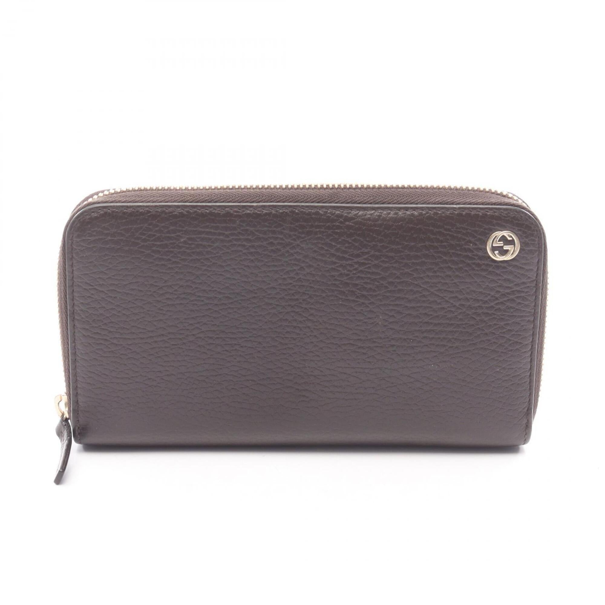 Gucci Brown Leather Long Wallet (Bi-Fold) (Pre-Owned)