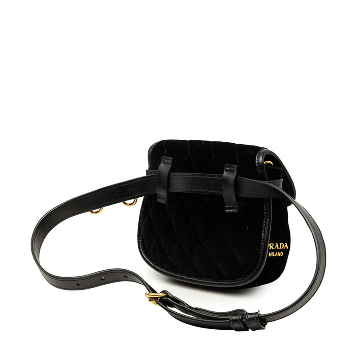 Prada Black Gold Leather Shoulder Bag (Pre-Owned)