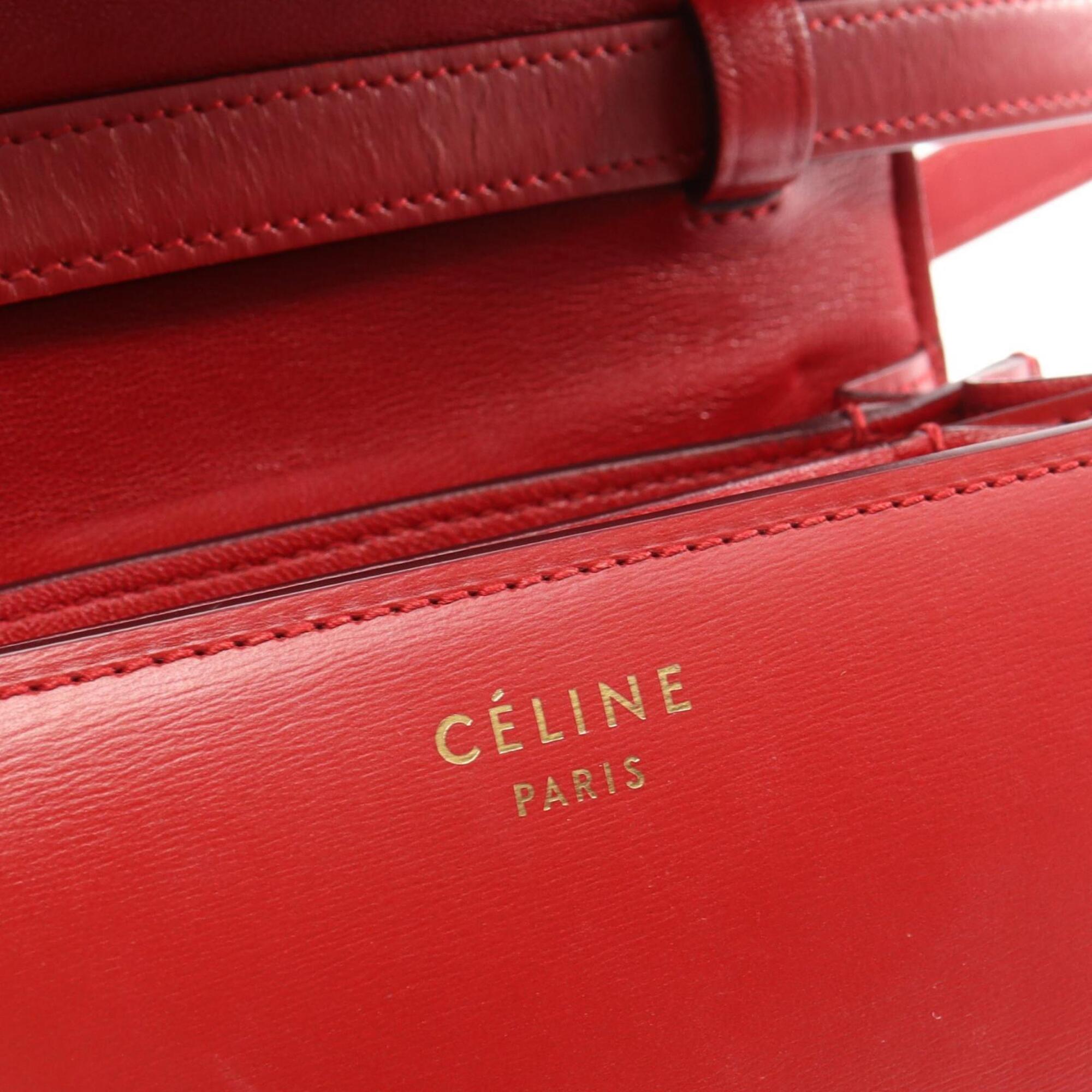 Celine Red Color Leather Handbag Shoulder Bag (Pre-Owned)