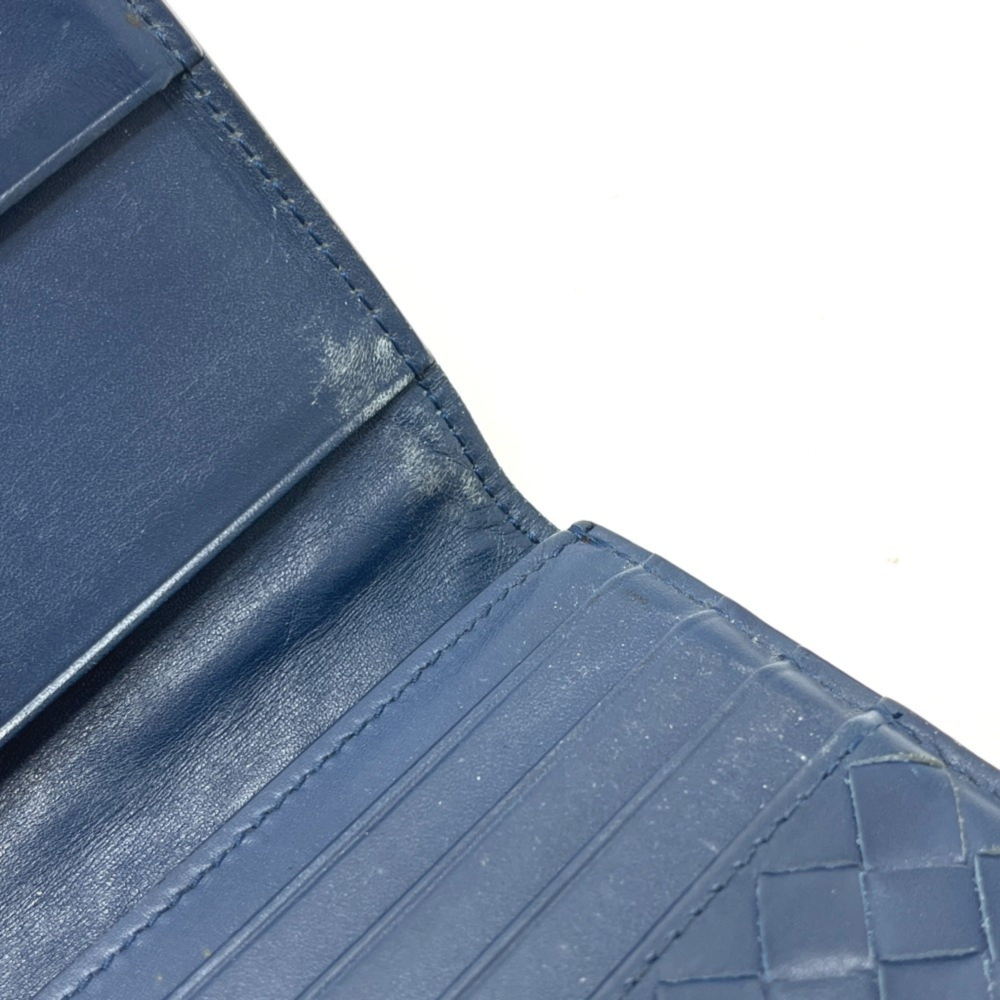 Bottega Veneta Blue Leather Long Wallet (Bi-Fold) (Pre-Owned)