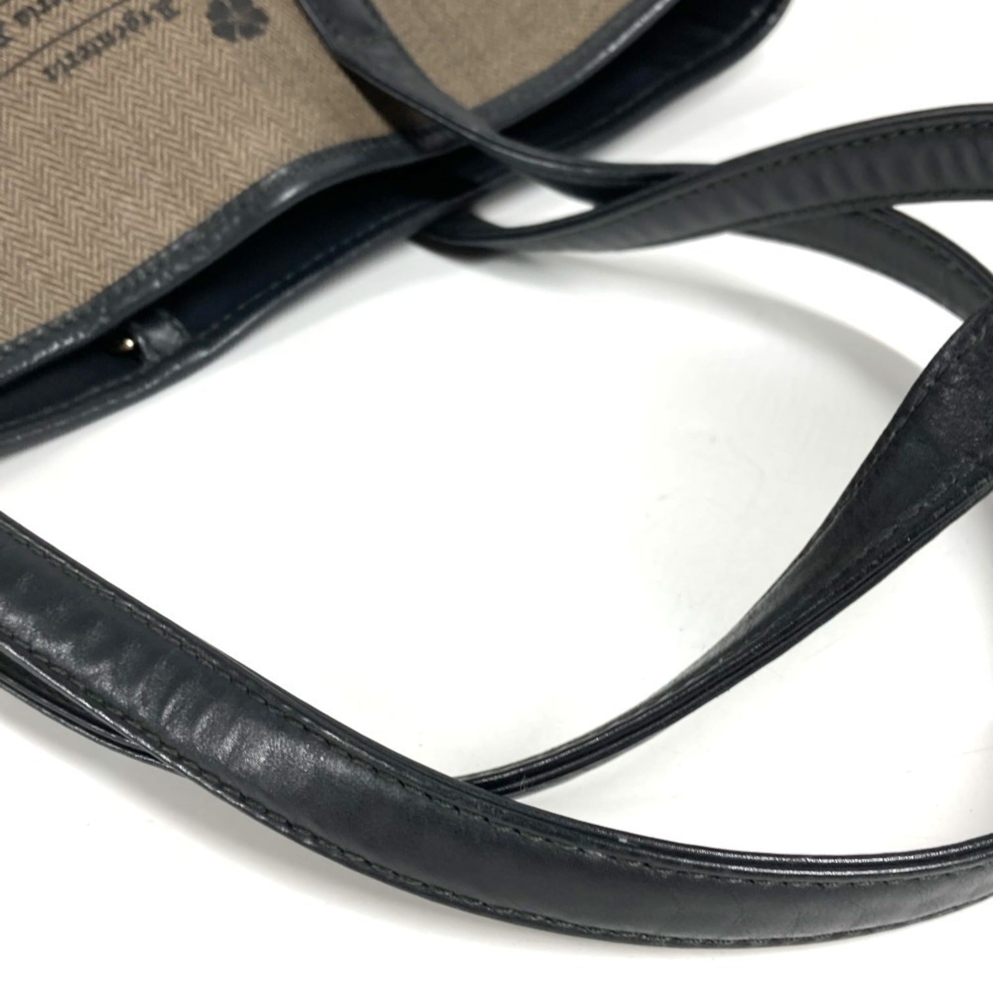 Bvlgari Black Gray Coated Canvas Leather Shoulder Bag Tote Bag (Pre-Owned)